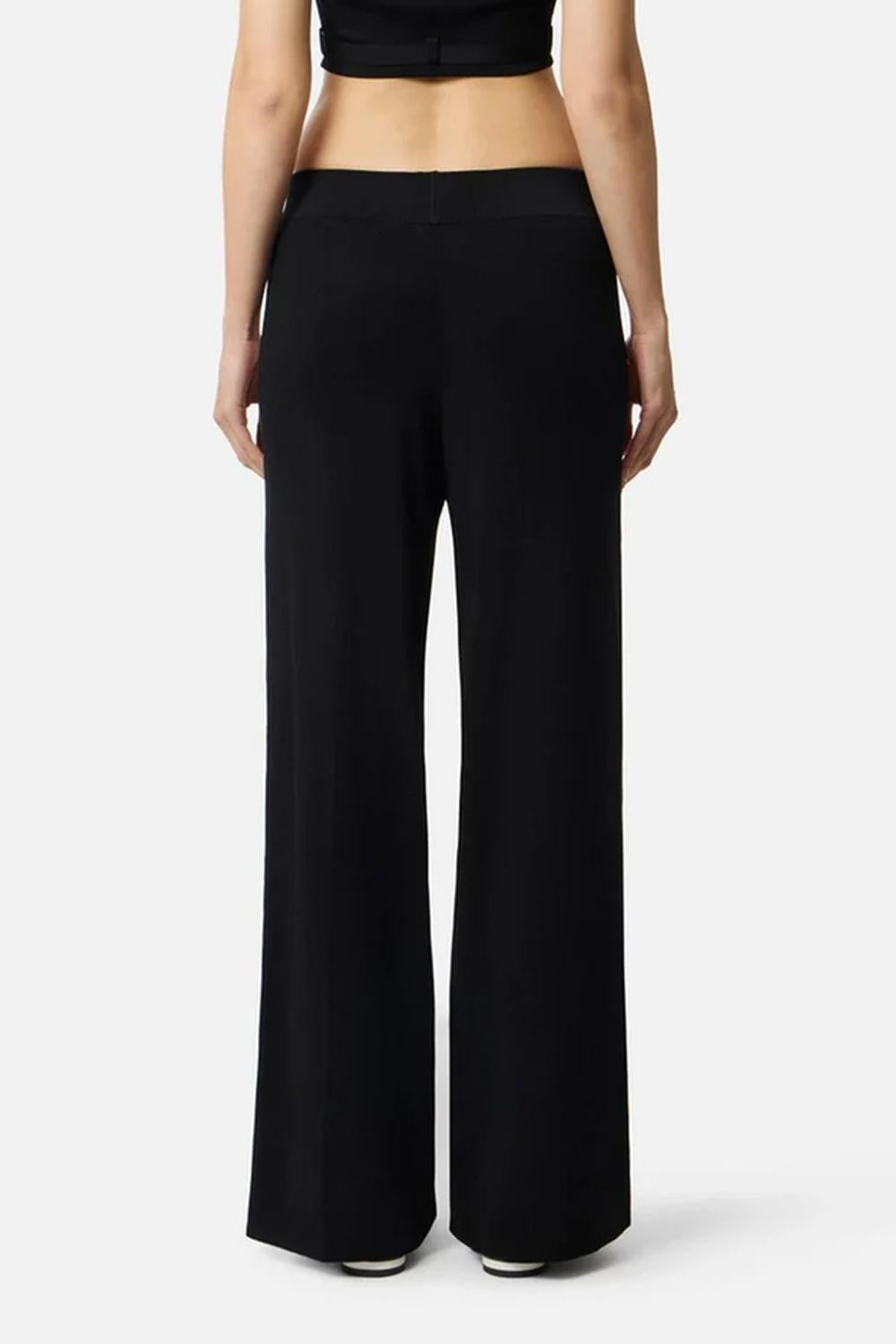 Pantaloni in Maglia Elisabetta Franchi con Bande Lucide e Logo Jacquard KP74S 61E2685 Elisabetta Franchi