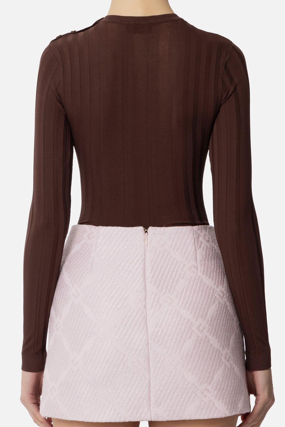 Maglia in cotone con trasparenze e bottoni dorati<BR/> MK42S 51E2644 Elisabetta Franchi