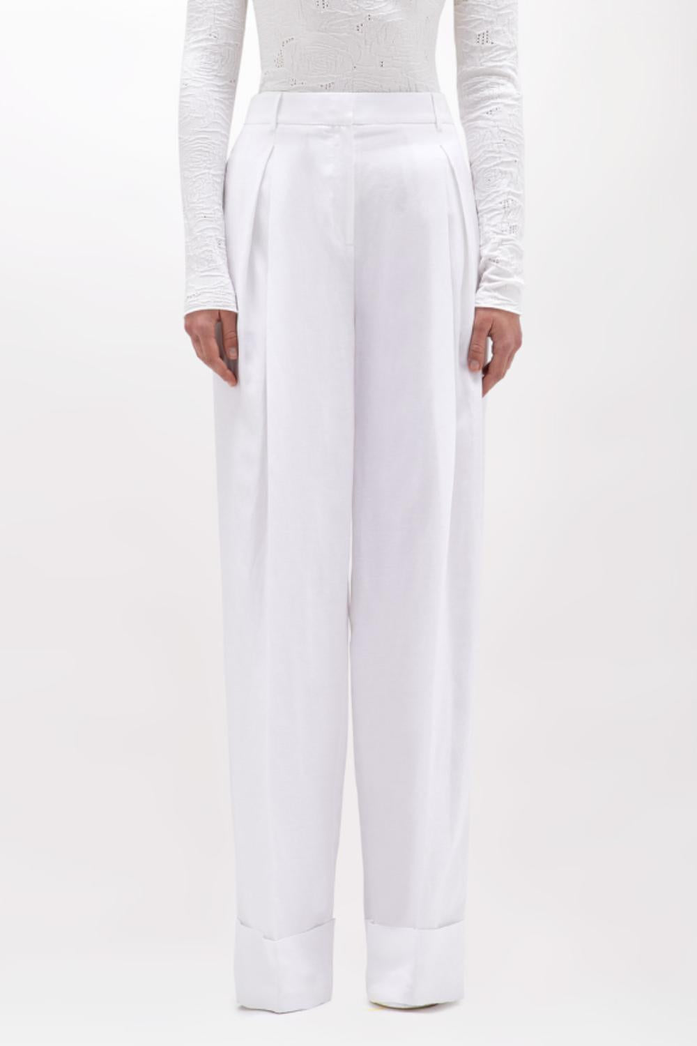 PANTALONI WIDE LEG IN MISTO LINO<BR/> RA5161 T882314300 Blugirl