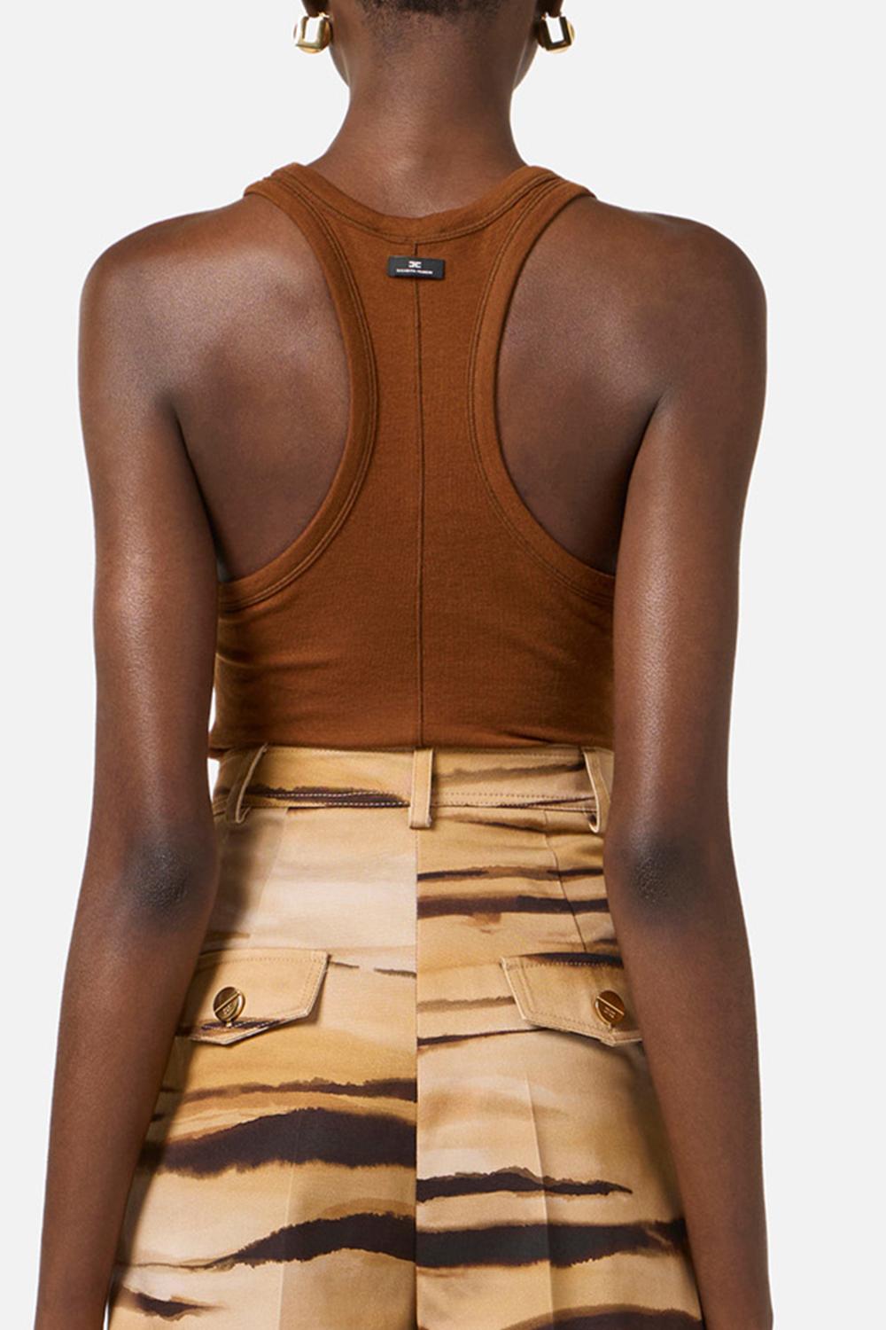 Top Elisabetta Franchi in Maglia Fine Elasticizzata con Lyocell CN77B 61E2600 Elisabetta Franchi