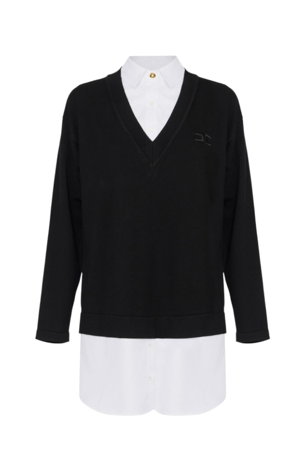 Abito in maglia di viscosa e popeline di cotone<BR/> AM09T 56E2222 Elisabetta Franchi