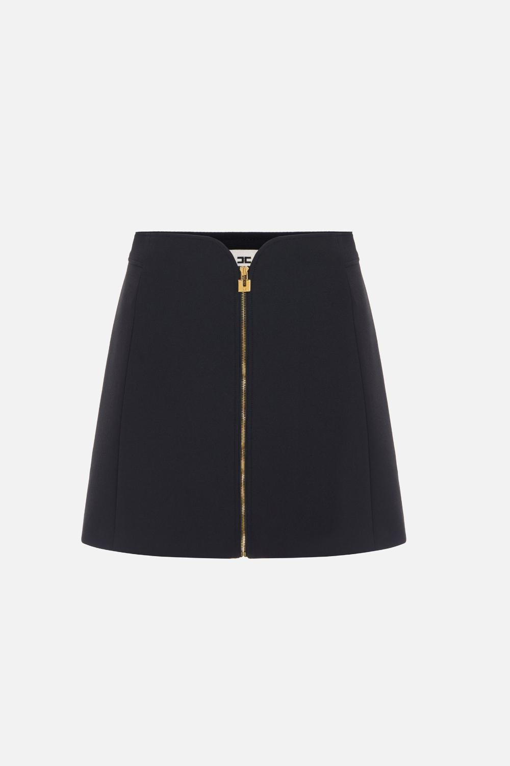Gonna Corta Elisabetta Franchi in Doppio Crêpe Stretch con Zip Frontale GO150 61E2110 Elisabetta Franchi