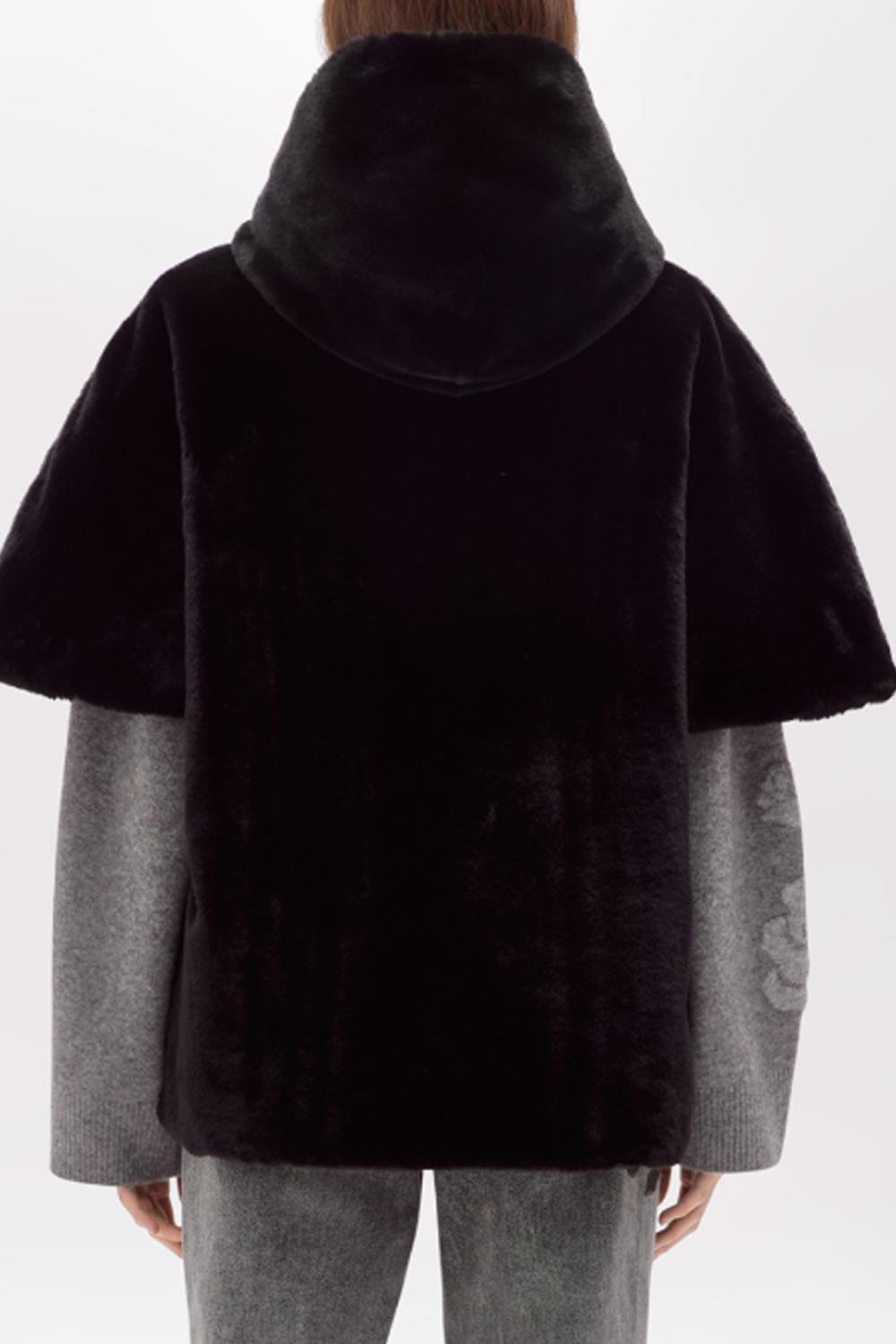 Cappa reversibile in faux fur con cappuccio PF5004 T030022222 Blugirl