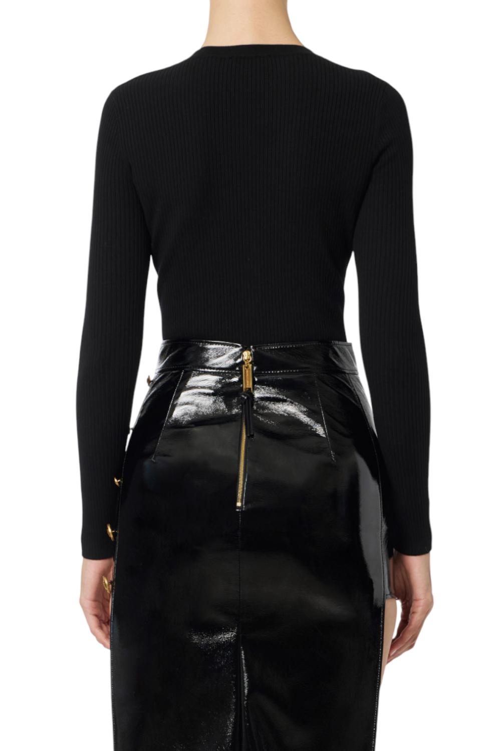 Maglia a costine con taschino<BR/> MK12B 56E2110 Elisabetta Franchi