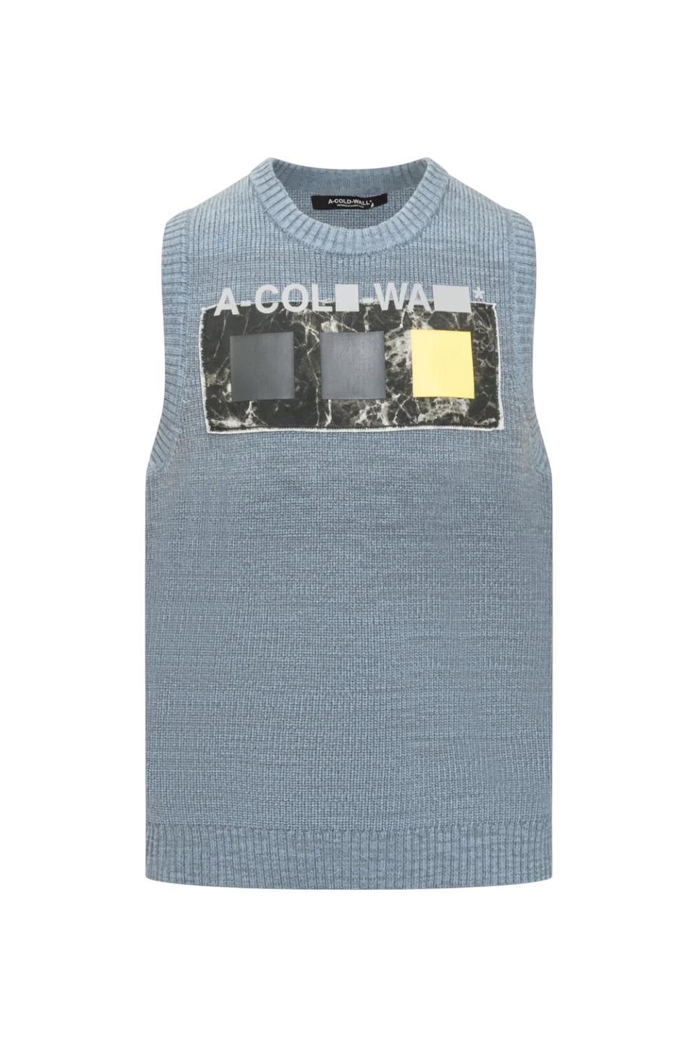 Gilet Smanicato Uomo A-COLD-WALL in Maglia Logo Jacquard e Patch Colorate ACWMK078 /COLDB A-COLD-WALL