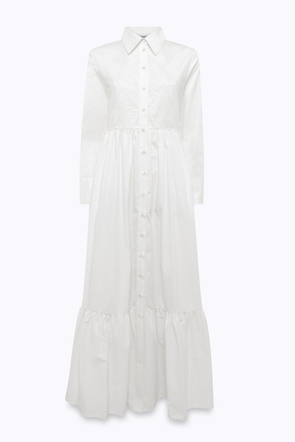 ABITO LUNGO CHEMISIER IN COTONE CON PIZZO RA6139 T544A11111 Blugirl