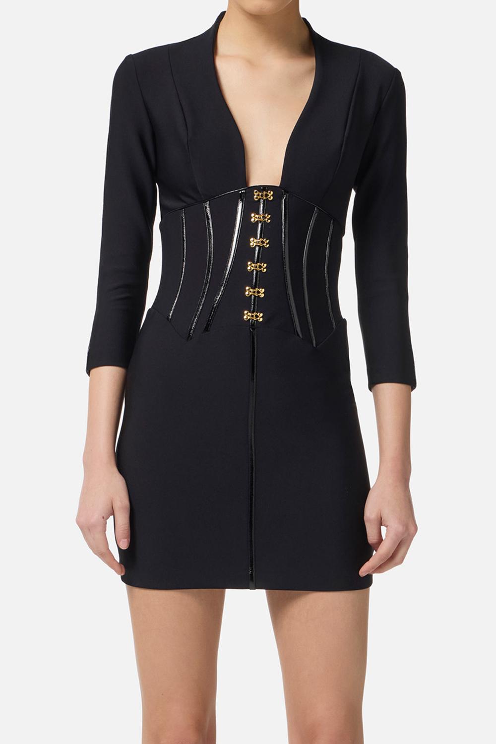 Abito in neoprene con dettagli corsetto<BR/> AB797 57E2110 Elisabetta Franchi