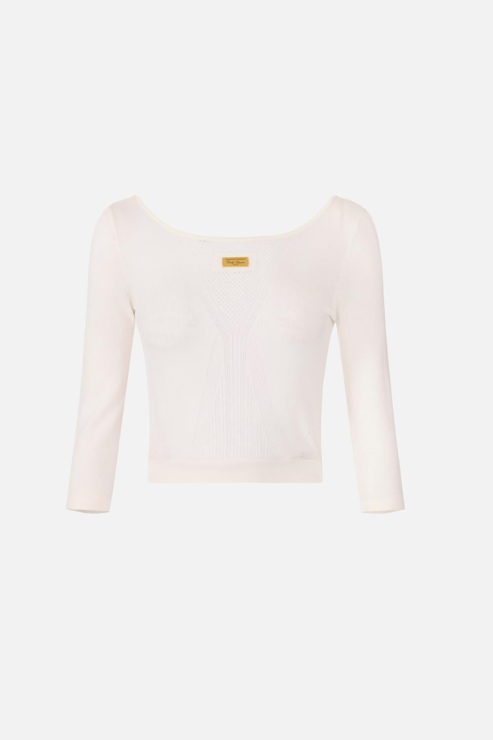 Top Elisabetta Franchi in Maglia Traforata con Schiena Scoperta MK71W 61E2360 Elisabetta Franchi