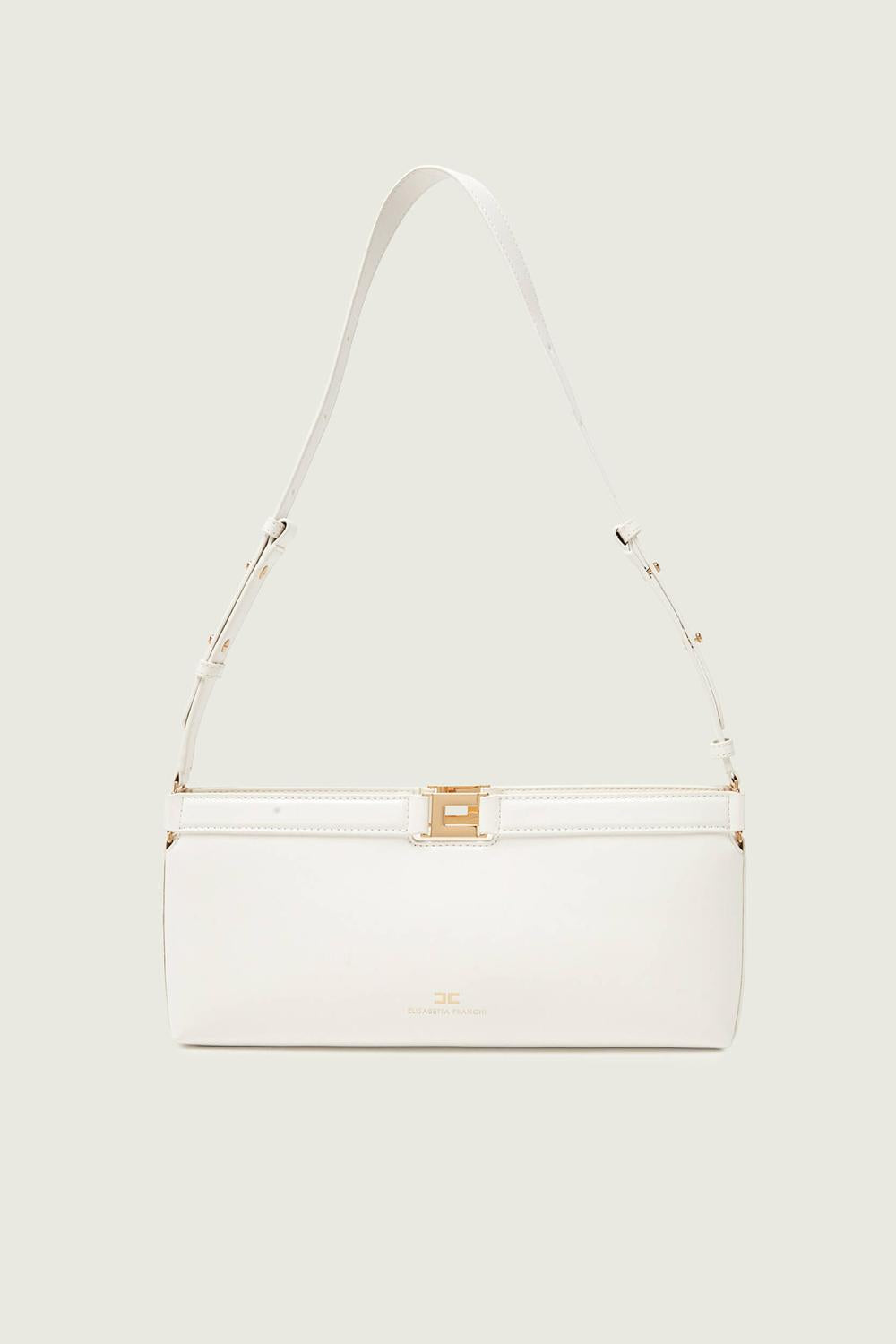 Borsa Elisabetta Franchi in Materiale Sintetico Effetto Naplak con Logo Dorato BS17A 61E2193 Elisabetta Franchi