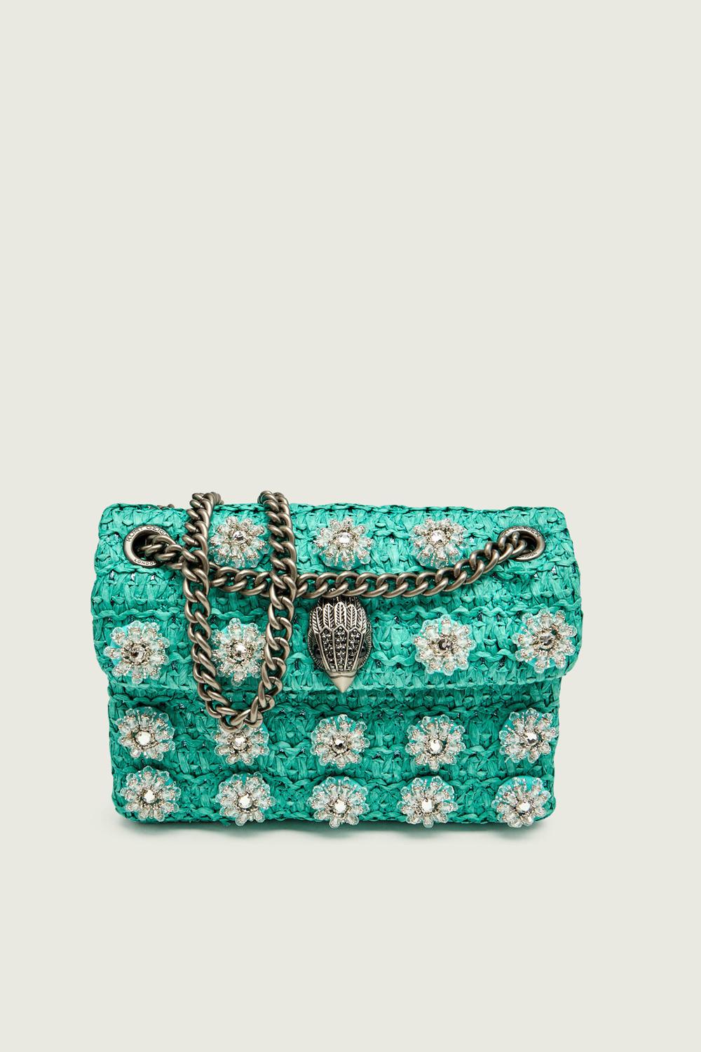 Shoulder bag MINI KENSINGTON in rafia 5576887999 /TEAL Kurt Geiger London