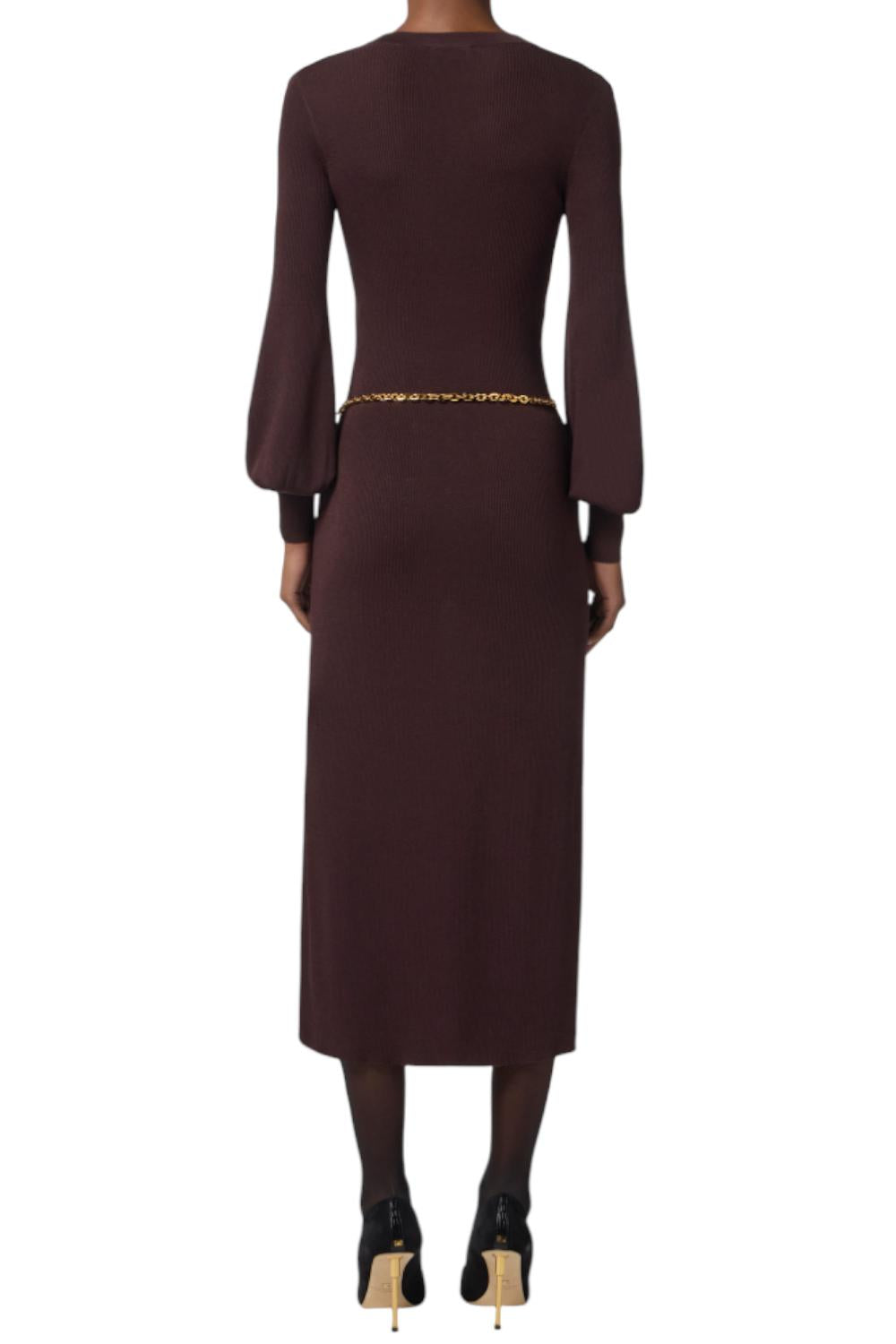 Abito in maglia di viscosa e seta con cintura<BR/> AM22B 56E2EA4 Elisabetta Franchi