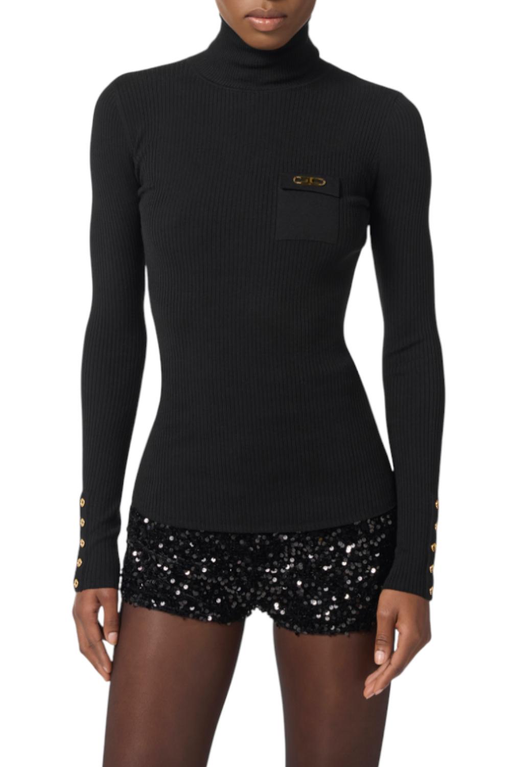 Maglia a costine con taschino<BR/> MK11B 56E2110 Elisabetta Franchi