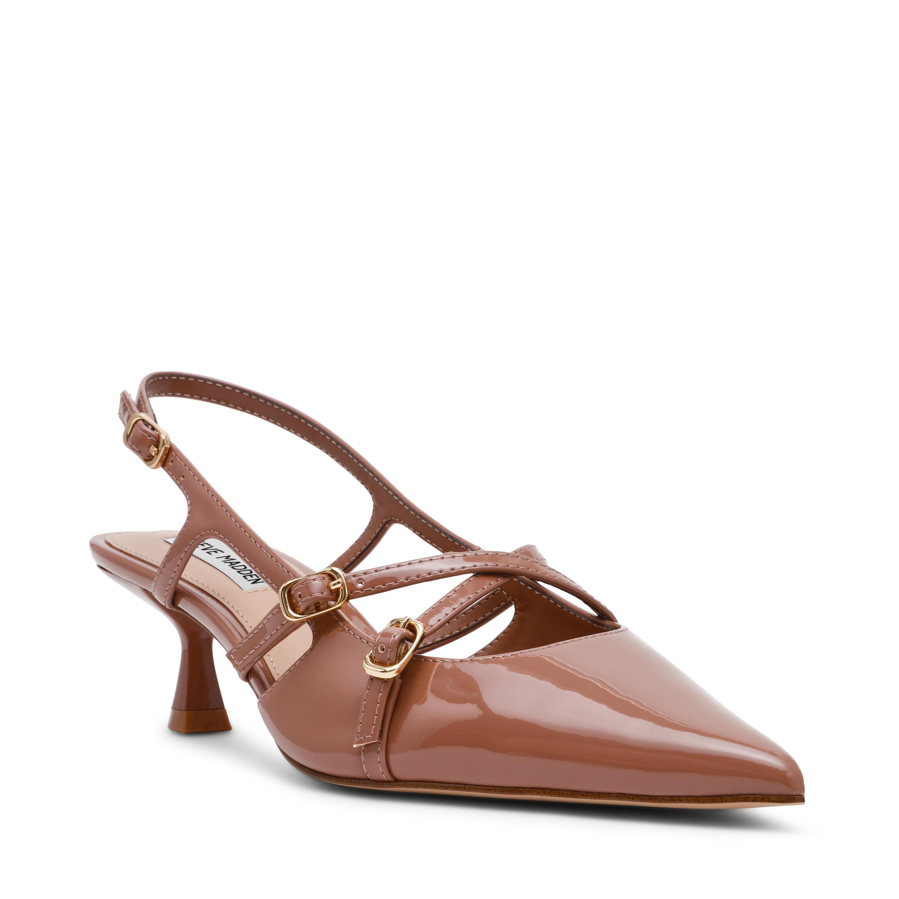 Décolleté Slingback con fibbie e tacco basso LINDALE TAUPE PATENT Steve Madden