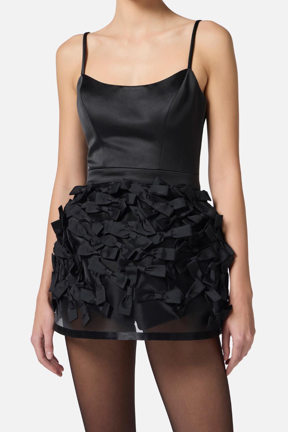 Abito in duchesse con fiocchi in raso<BR/> AB711 52E2110 Elisabetta Franchi