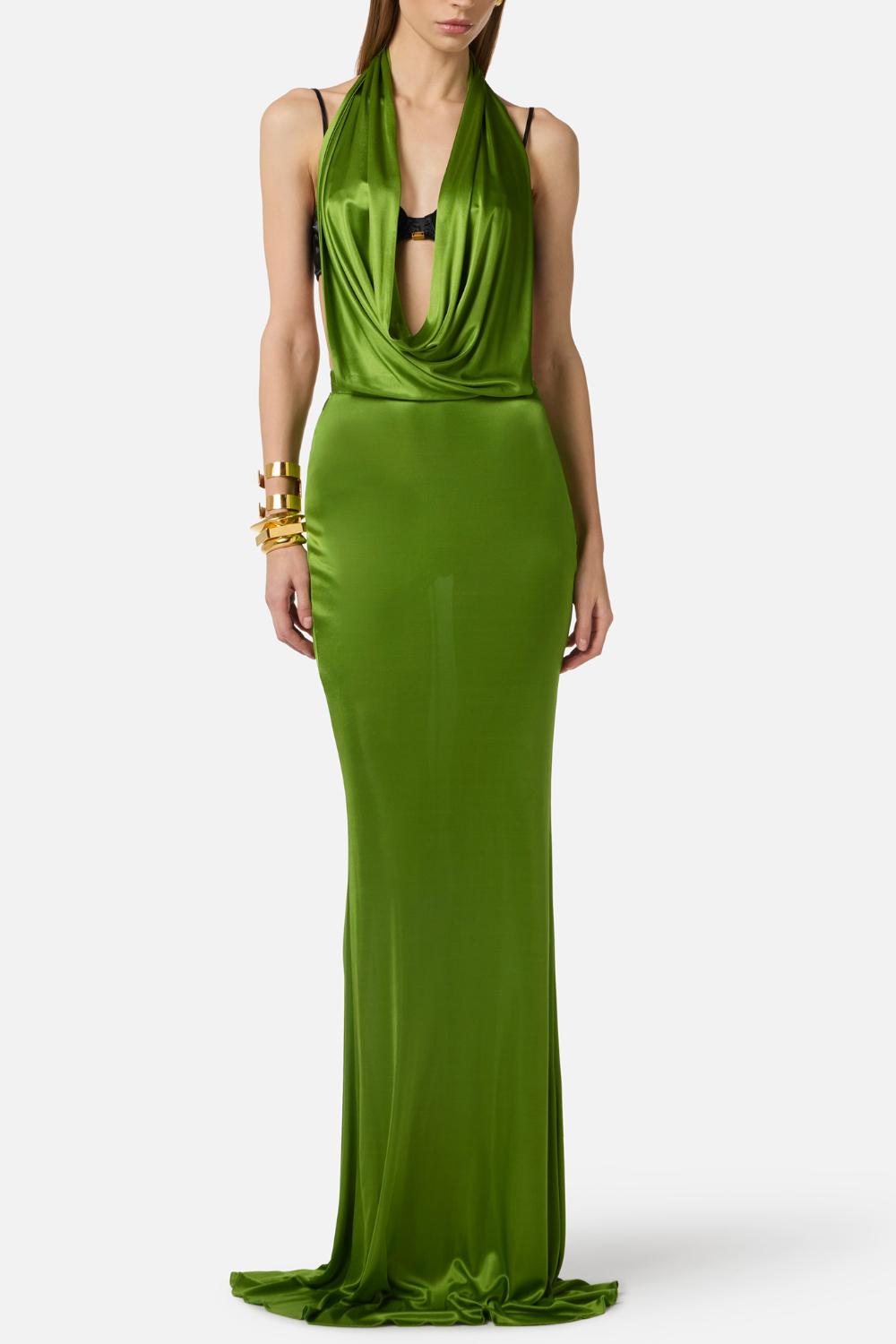 Abito da Sera Elisabetta Franchi in Jersey di Viscosa con Scollo Drappeggiato ABR13 61E2FA1 Elisabetta Franchi