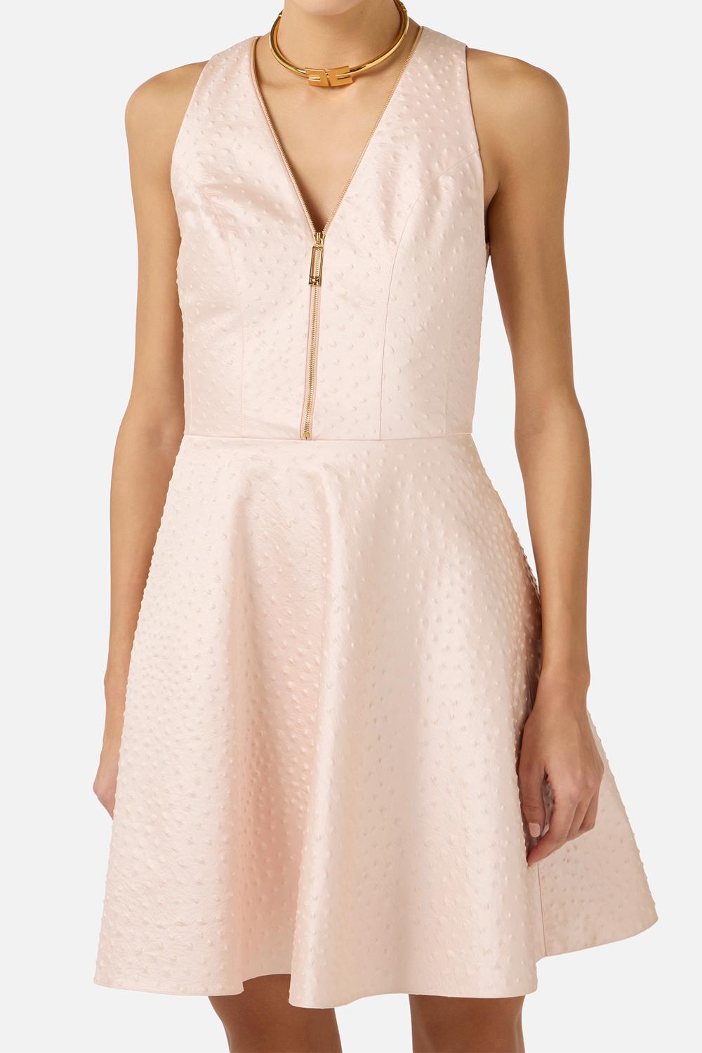 Abito in taffettà con stampa struzzo AB933 62E2EA1 Elisabetta Franchi