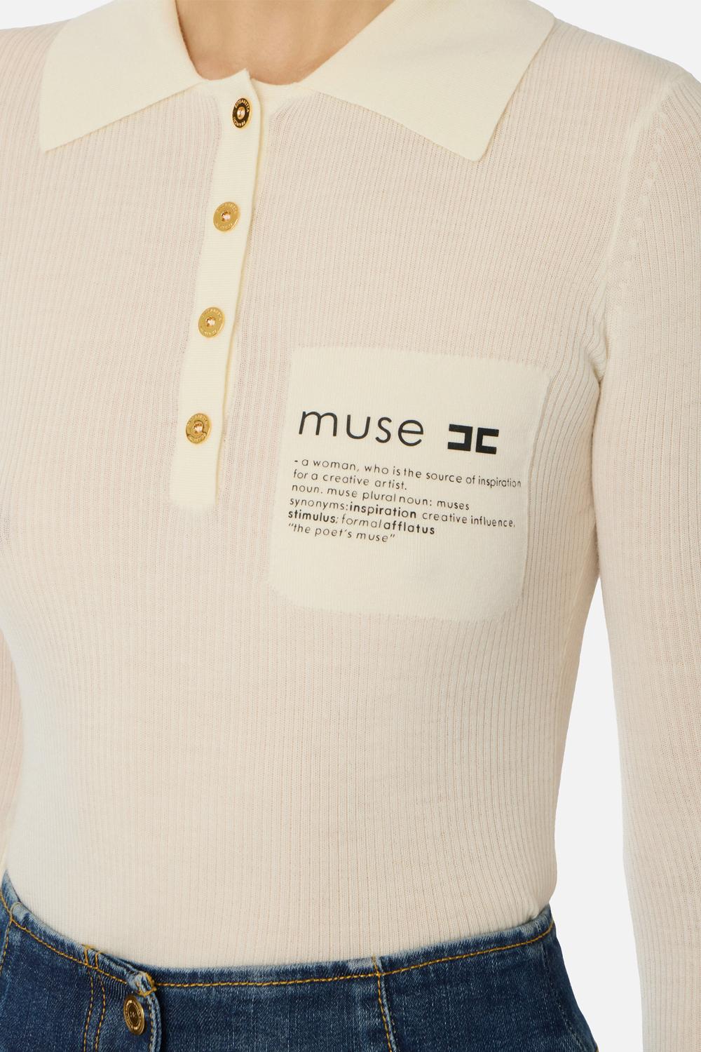 Polo in maglia con dettaglio lettering MK40B 57E2DZ9 Elisabetta Franchi