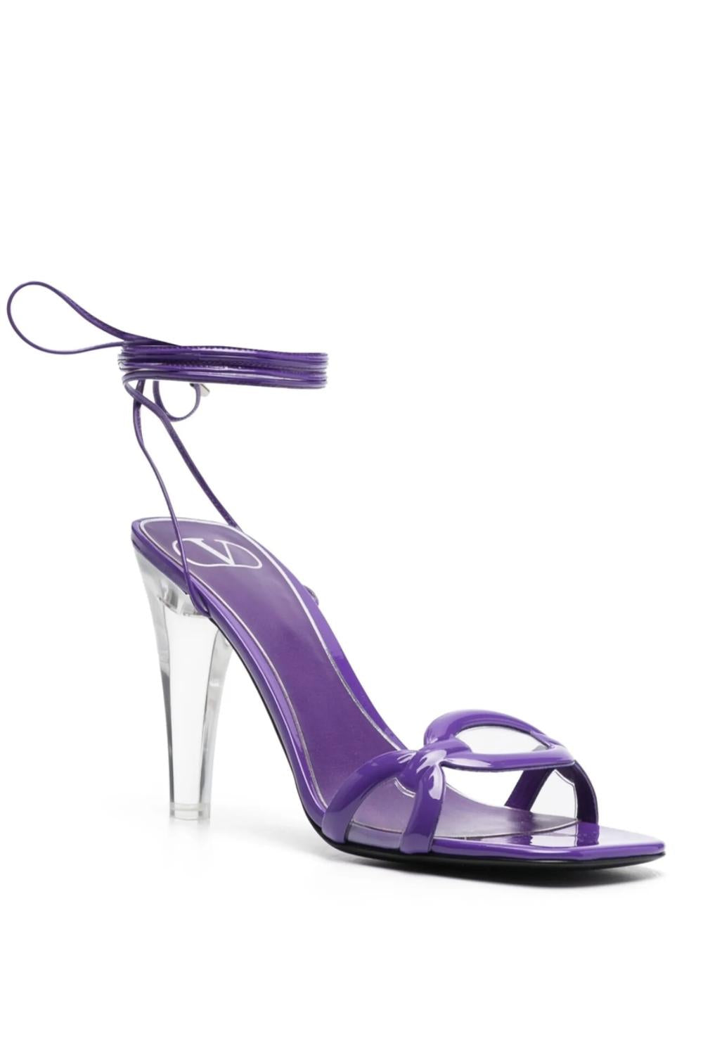 Sandalo Chain 1987 Valentino Garavani in Pelle e PVC Tacco in Plexiglass 2W2S0GH4LMY /V3P Valentino Garavani