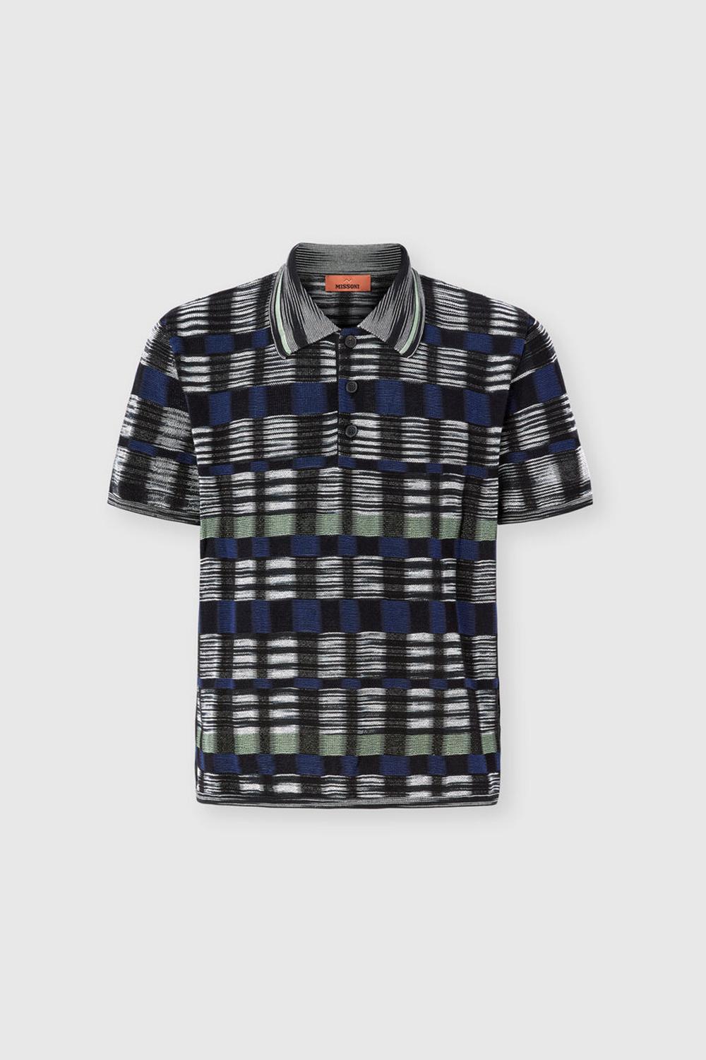 Polo in cotone e viscosa con motivo check US26S20T BK01HYSMSMR Missoni