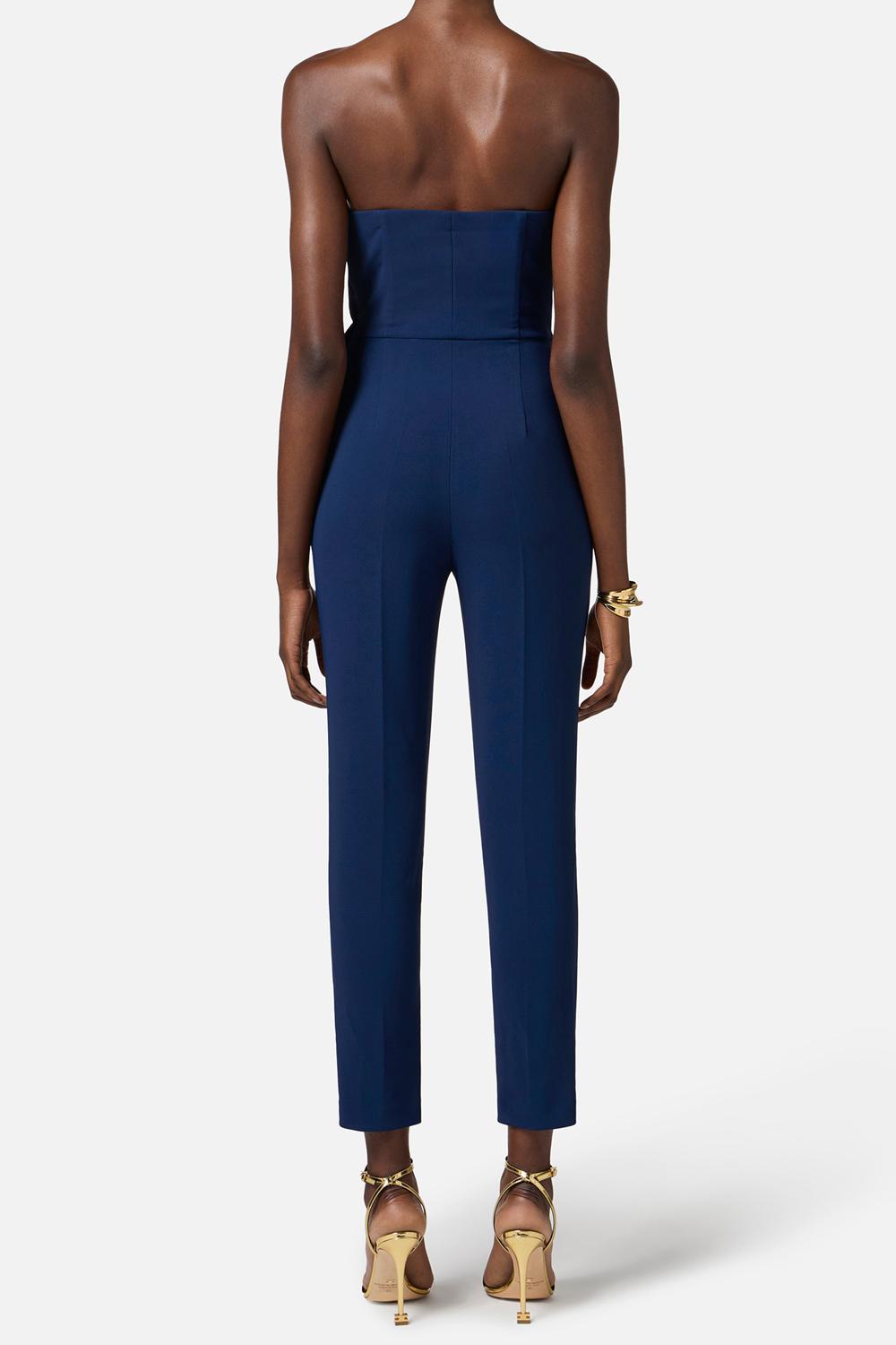 Tuta in crêpe fluido con macro fiocco<BR/> TU039 51E2DC8 Elisabetta Franchi