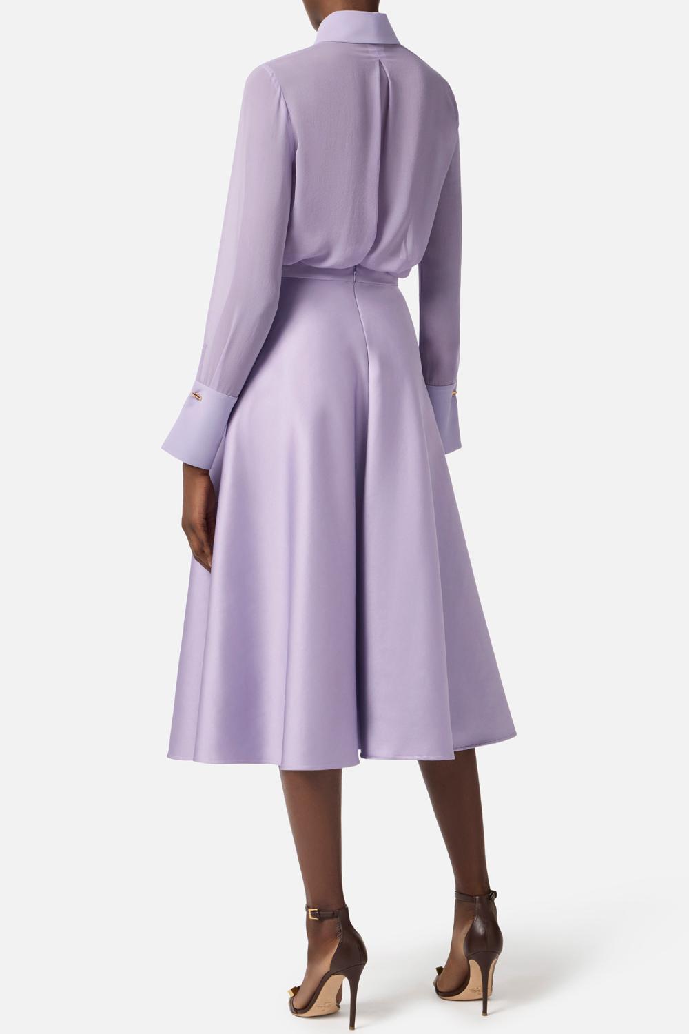 Gonna a Ruota Elisabetta Franchi in Duchesse con Catena Logo Dorata GO156 61E2EV7 Elisabetta Franchi