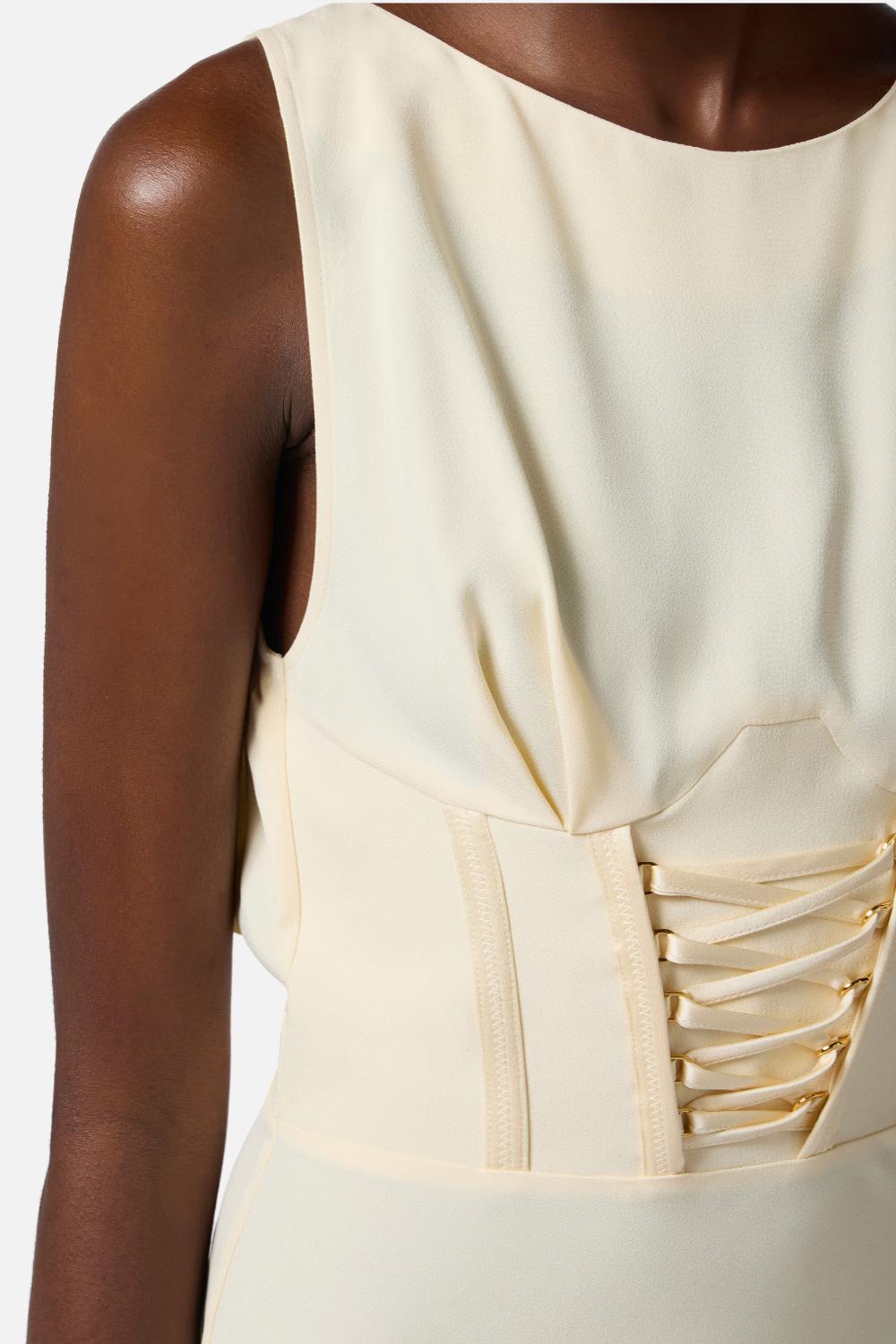 Abito in envers satin con lacci criss-cross<BR/> AB846 52E2DC7 Elisabetta Franchi