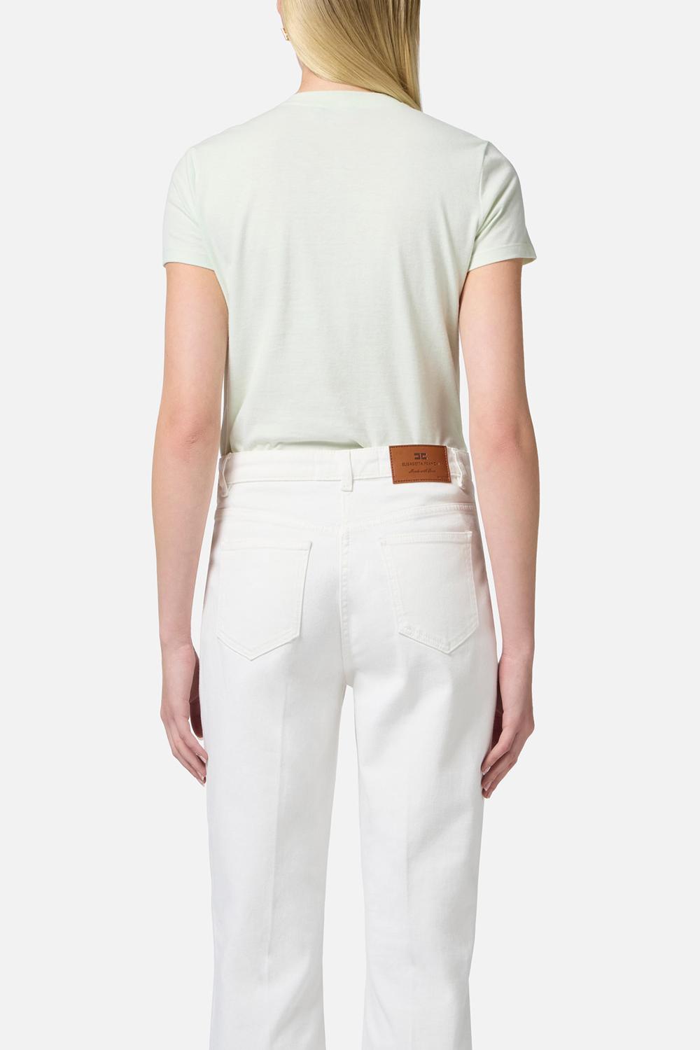 T-shirt in jersey con spilla gioiello<BR/> MA028 51E2124 Elisabetta Franchi