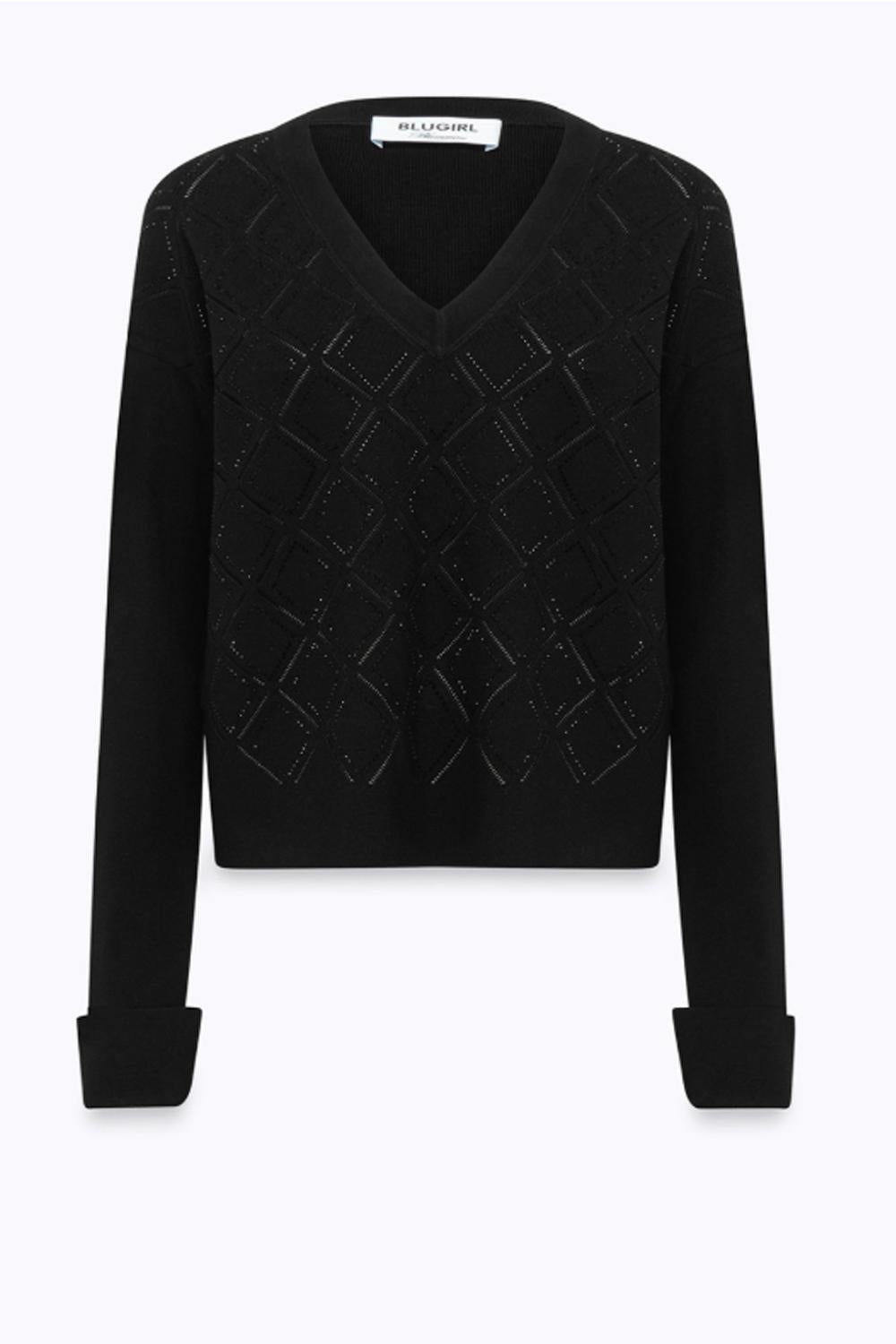 MAGLIA IN VISCOSA CON STRASS RF5147 MS99E22222 Blugirl