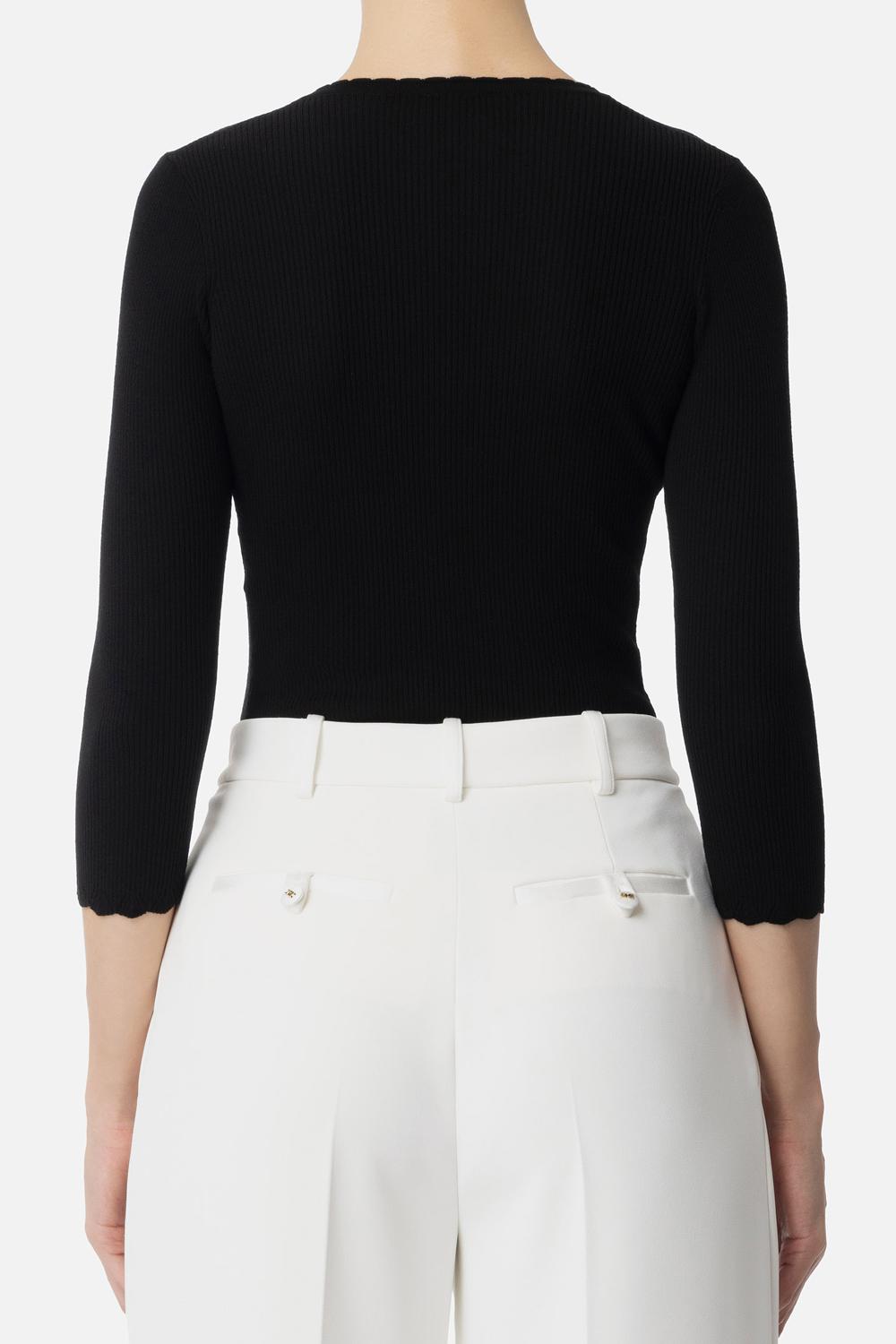 Maglia in viscosa a costine con collana<BR/> MK54S 51E2110 Elisabetta Franchi