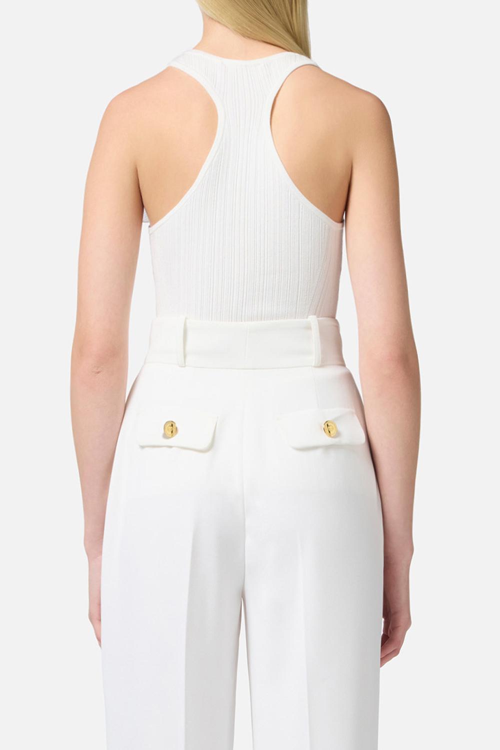 Canotta a costine con fiore<BR/> TK29B 51E2360 Elisabetta Franchi