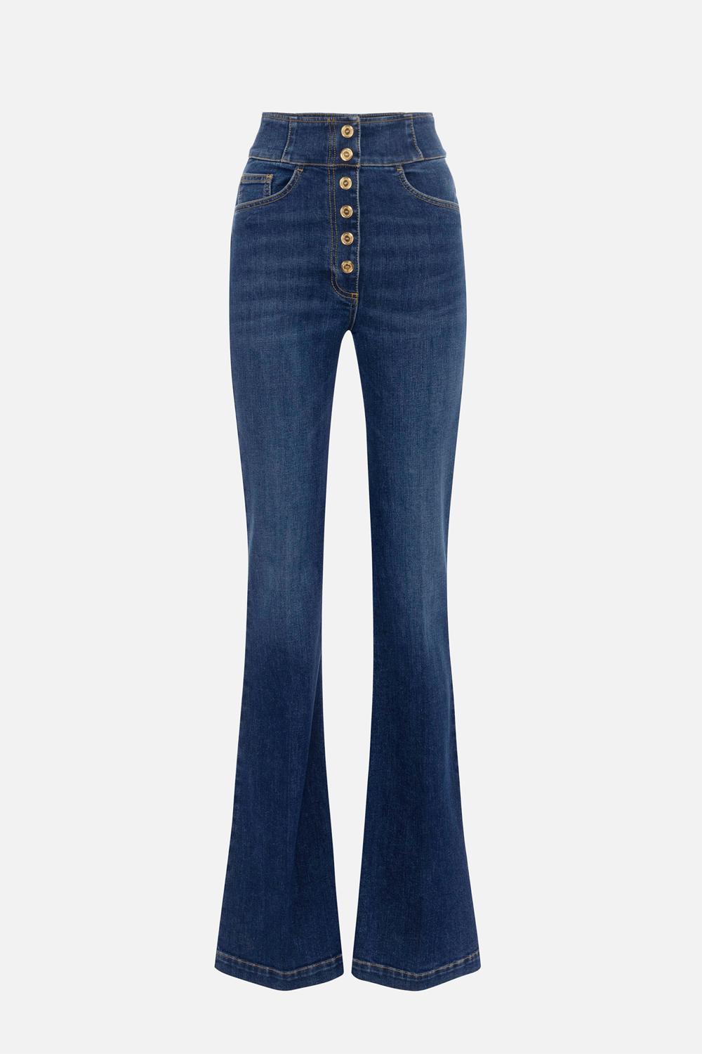 Jeans a vita alta con bottoni<BR/> PJ03D 56E2104 Elisabetta Franchi