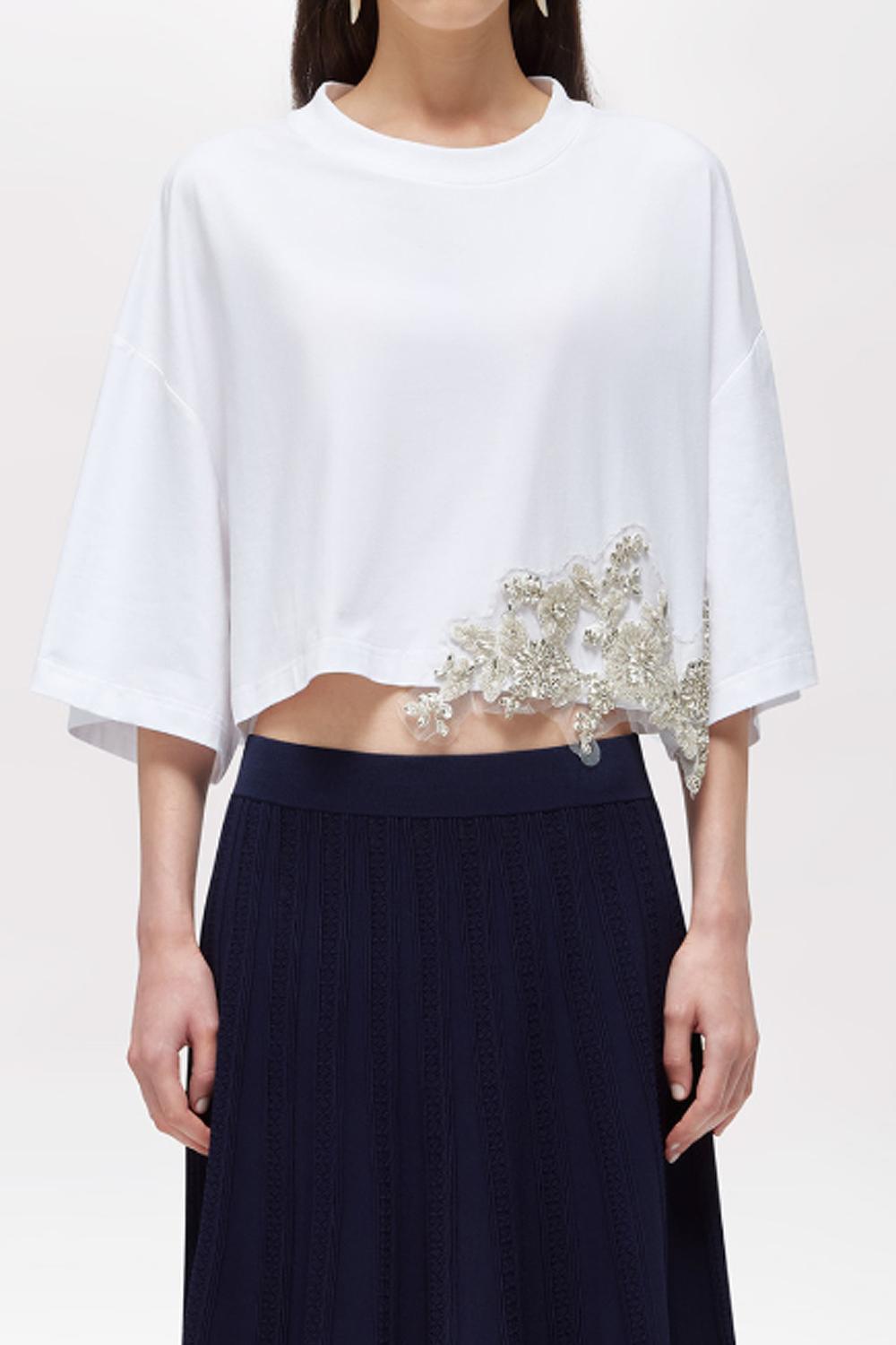 T-SHIRT IN JERSEY CON PATCH CRISTALLI RA6153 JS00310601 Blugirl