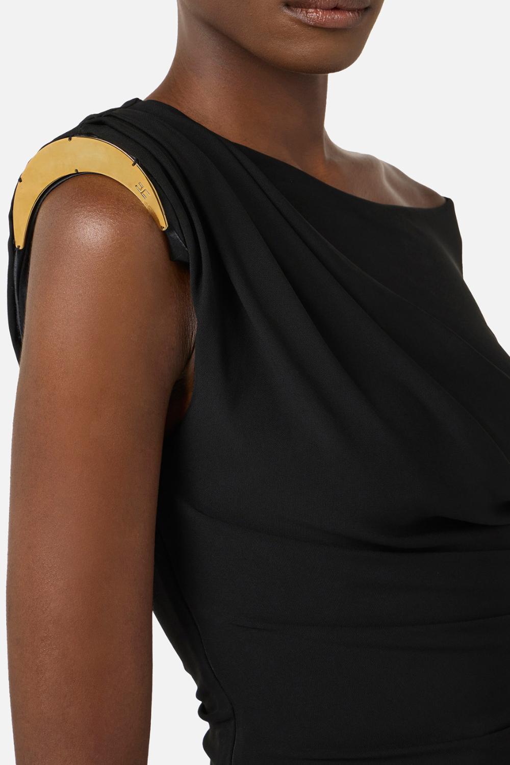 Abito Monospalla Elisabetta Franchi in Jersey Crêpe con Spacco Asimmetrico AB906 61E2110 Elisabetta Franchi