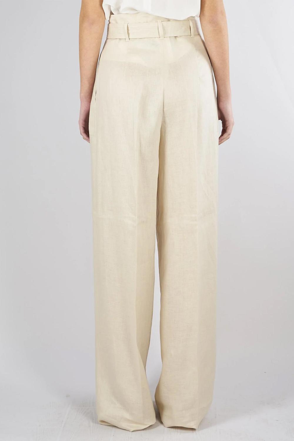 Pantalone wide leg in tela di lino MSTMATERIA 007BEIGE Max Mara Studio