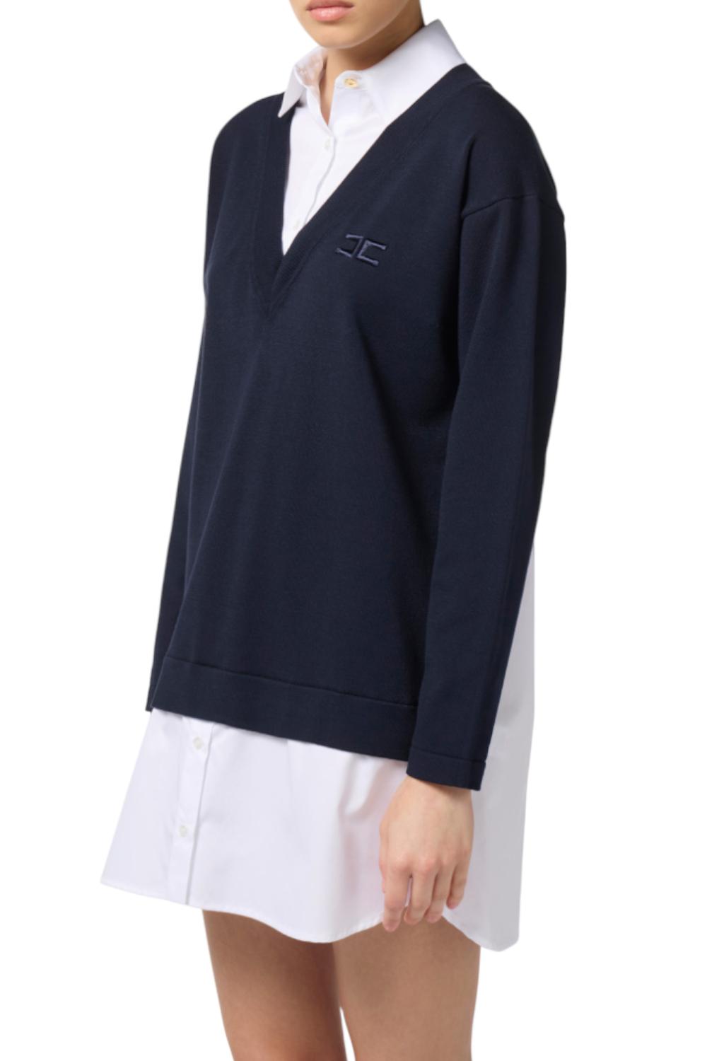 Abito in maglia di viscosa e popeline di cotone<BR/> AM09T 56E2EF7 Elisabetta Franchi