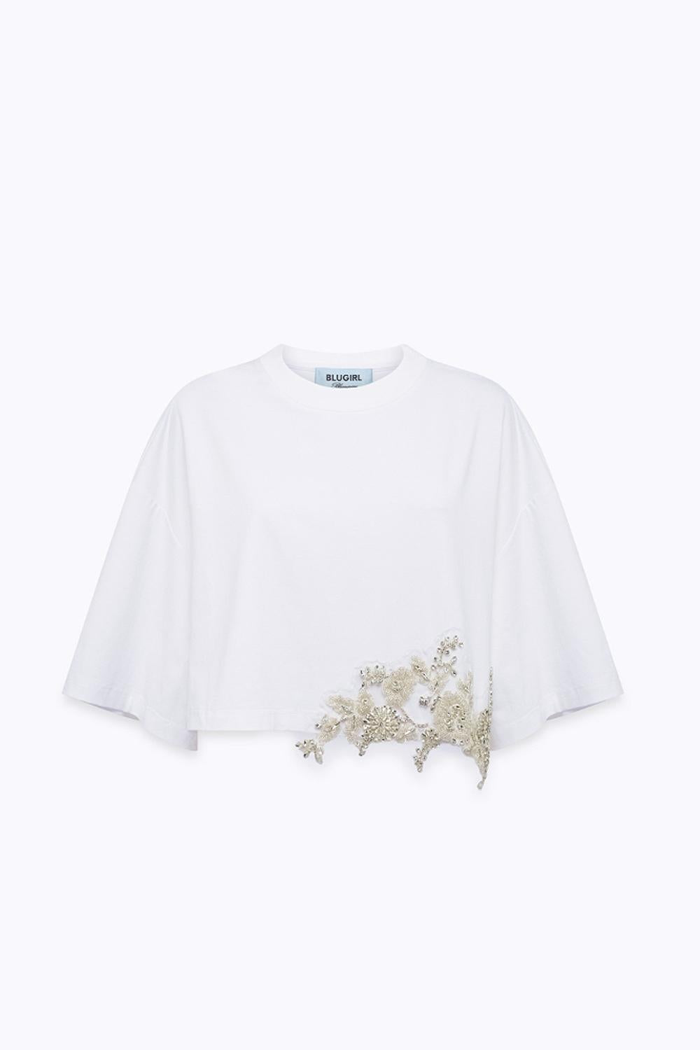 T-SHIRT IN JERSEY CON PATCH CRISTALLI RA6153 JS00310601 Blugirl