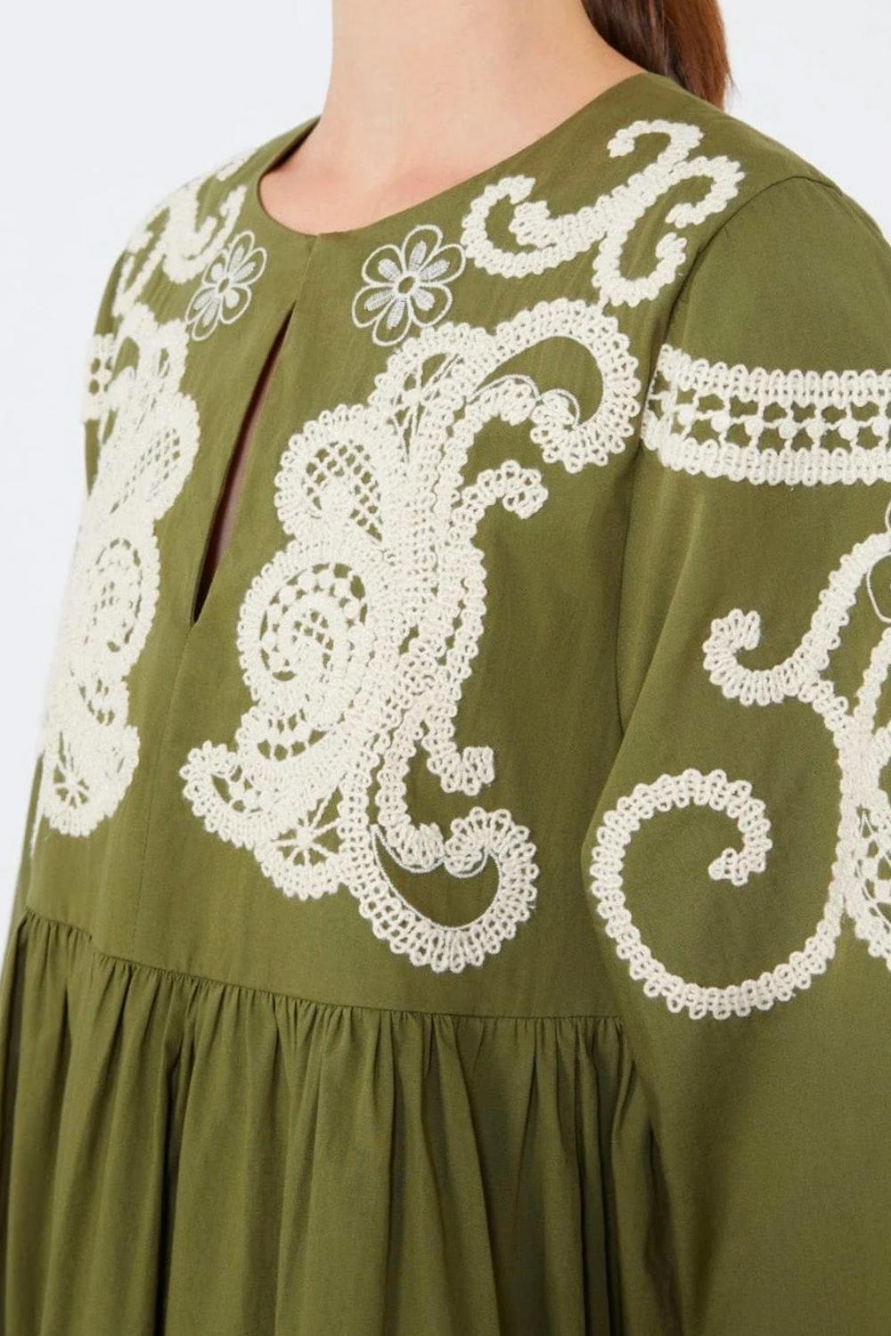 Abito lungo ricamato WKDTILDE 002VERDE KAKI Max Mara Weekend