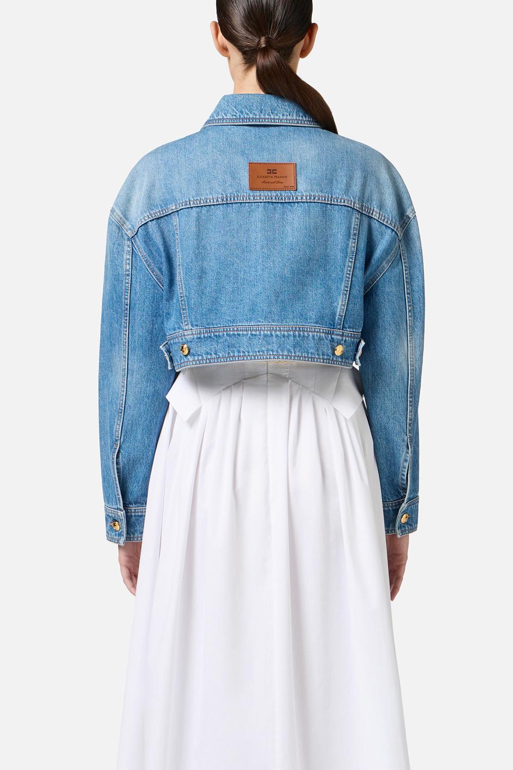 Giubbotto corto oversize in denim<BR/> BJ35N 51E2192 Elisabetta Franchi