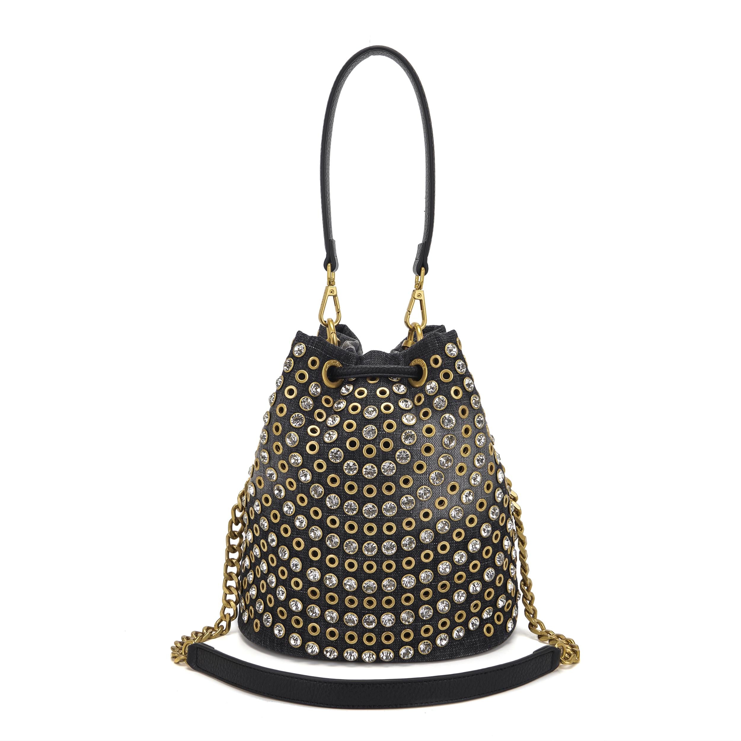 Secchiello La Carrie in ecopelle martellata con borchie e pietre cabochon 161M-EM-208-CAS /BLA La Carrie