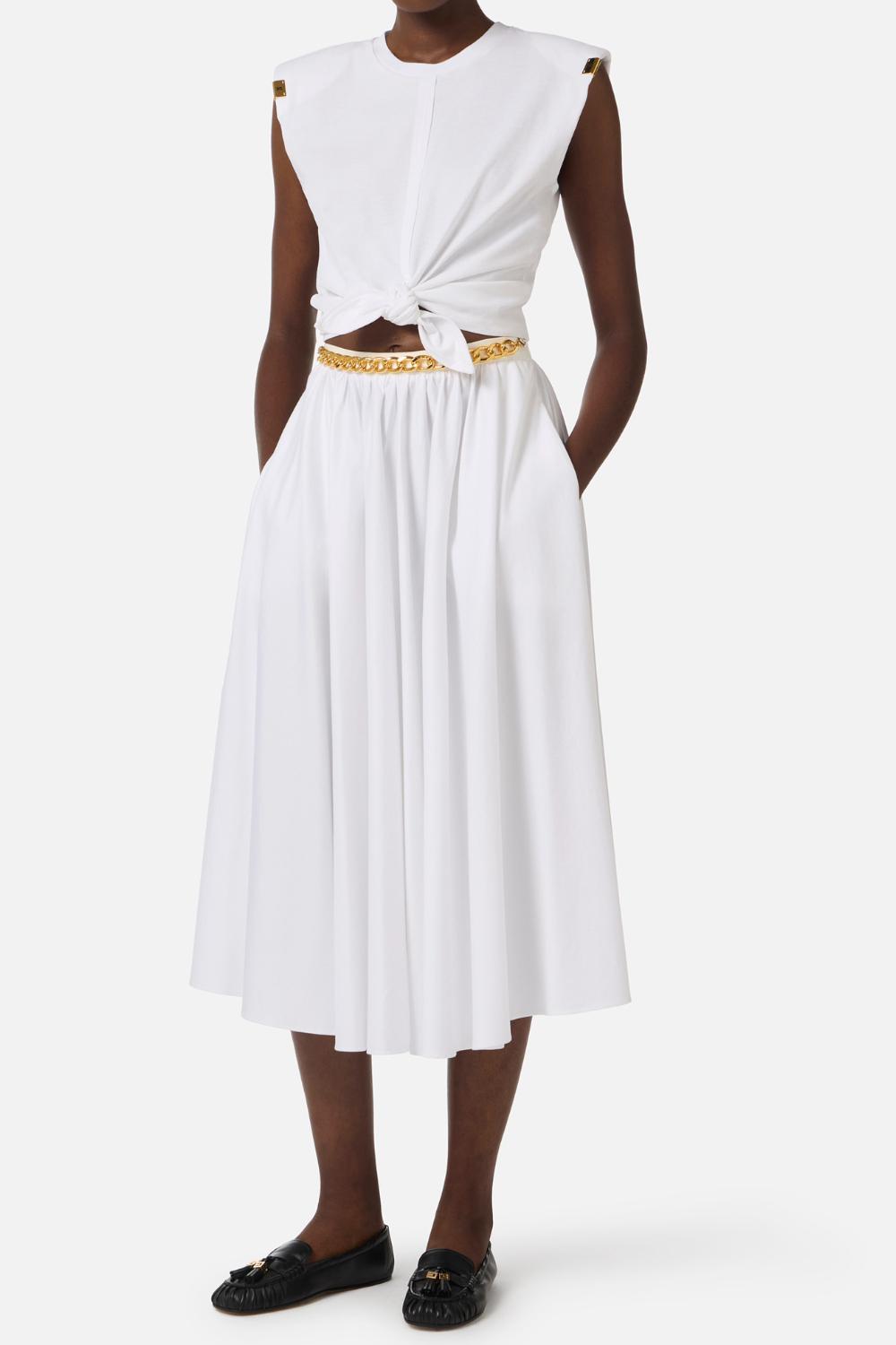 T-Shirt Elisabetta Franchi in Jersey con Nodo Frontale e Dettagli Logo MA011 61E2270 Elisabetta Franchi