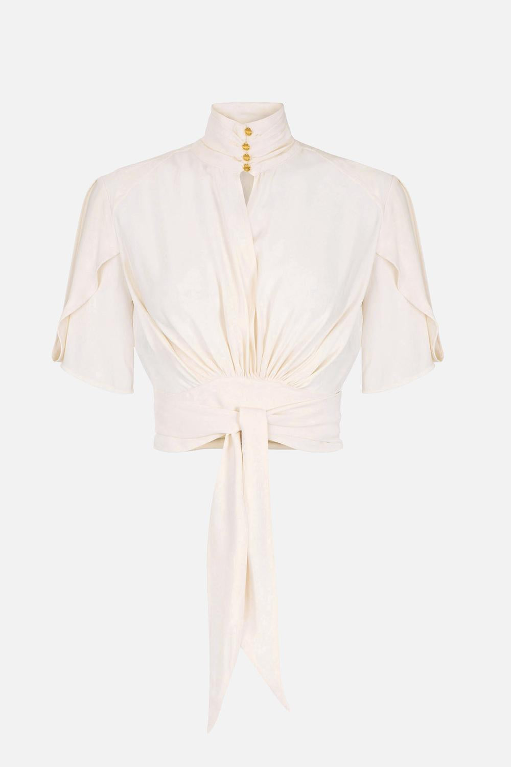 Blusa in georgette di viscosa con volant e fusciacca CA158 62E2193 Elisabetta Franchi