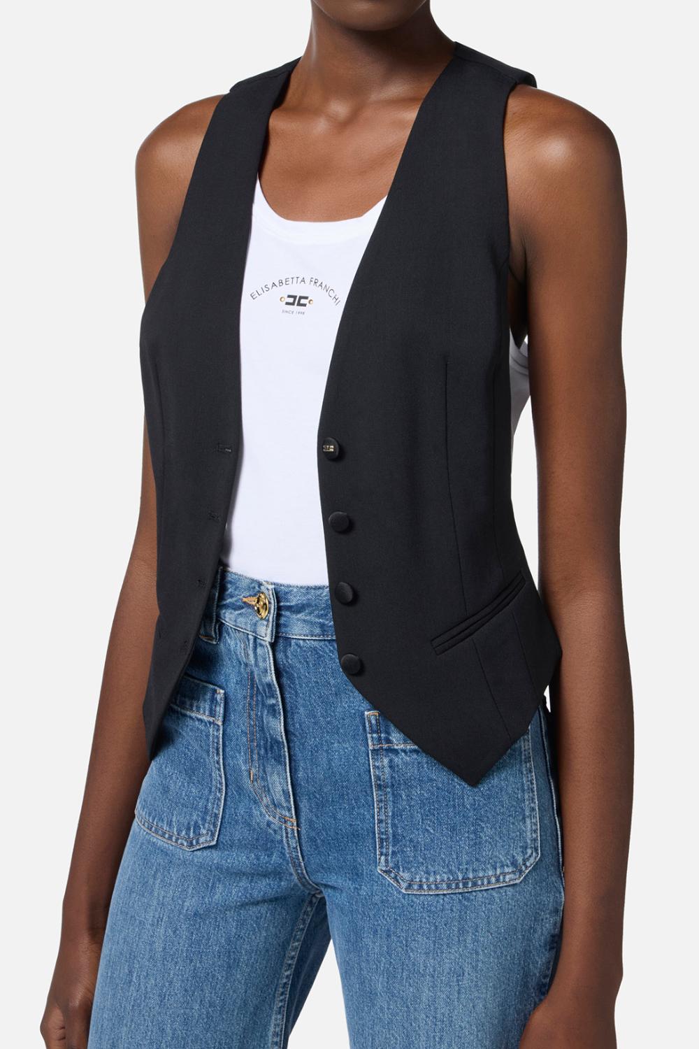 Gilet in fresco di lana leggera<BR/> GL004 52E2110 Elisabetta Franchi