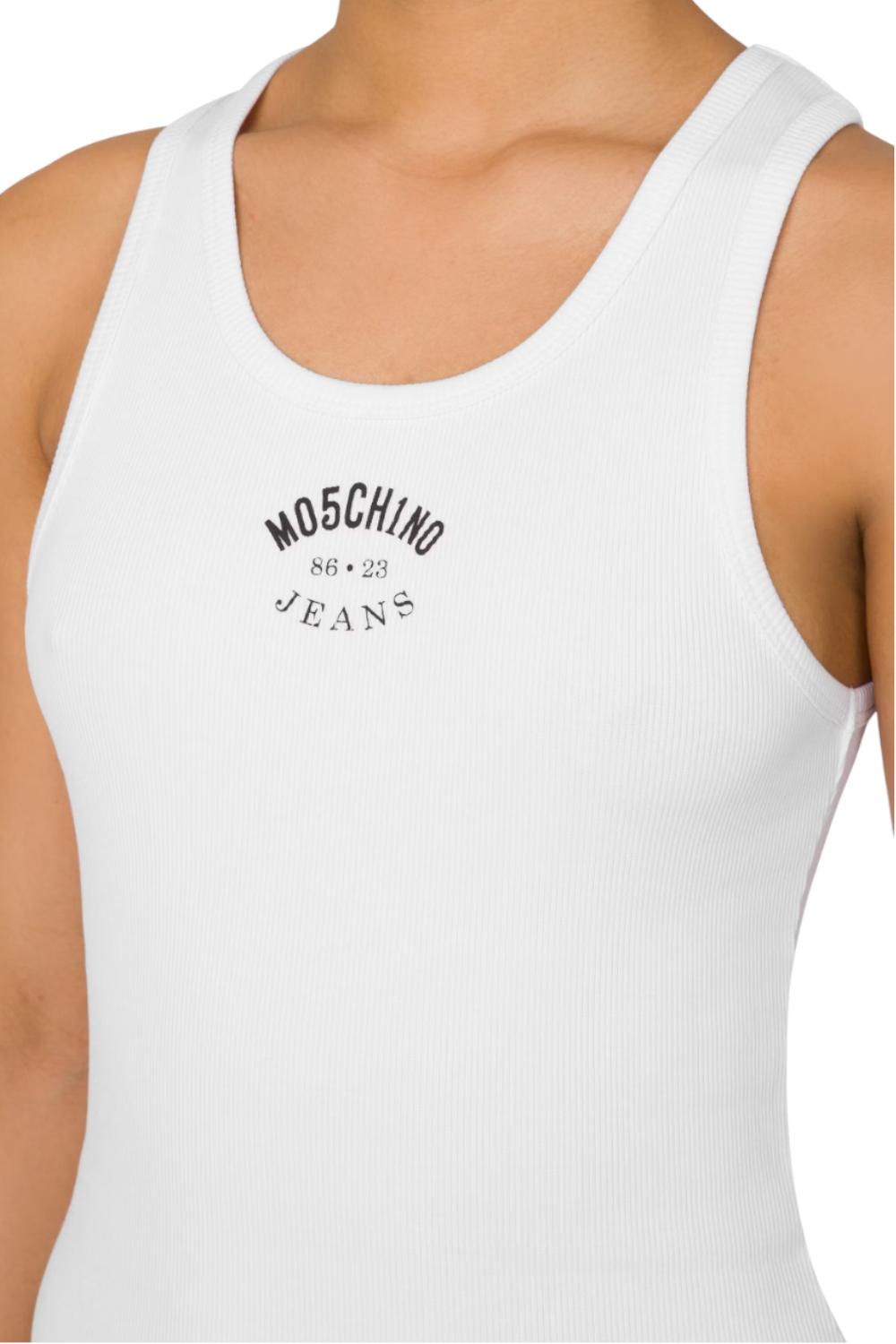 Tank top in cotone stretch con logo<BR/> 0804 32301001 Moschino Jeans