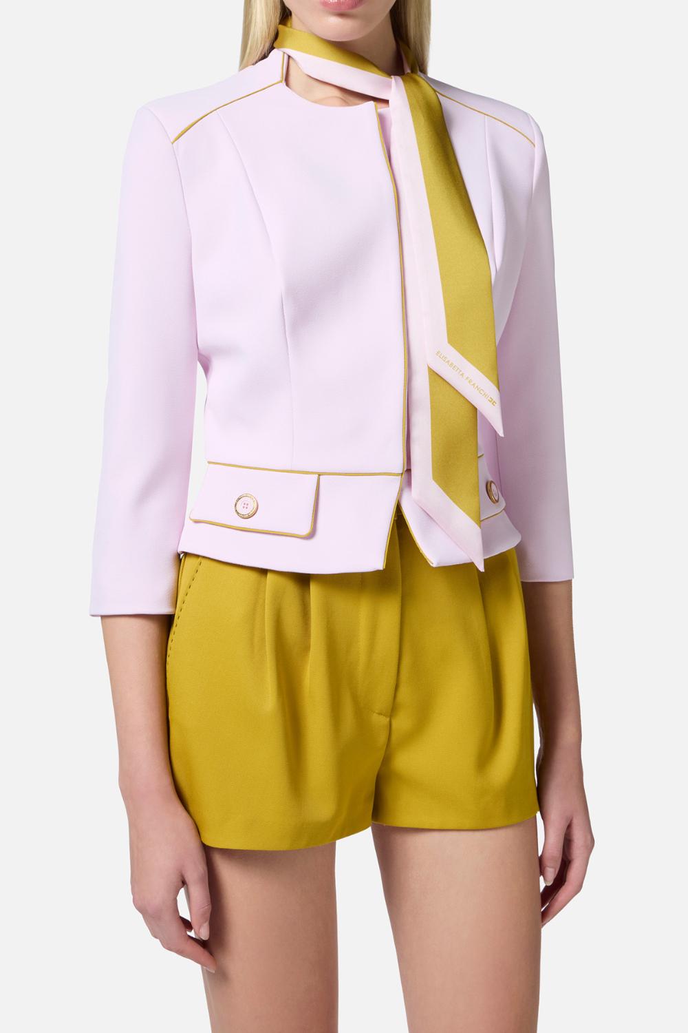 Giacca in crêpe con foulard bicolore<BR/> GIT51 51E2DK3 Elisabetta Franchi