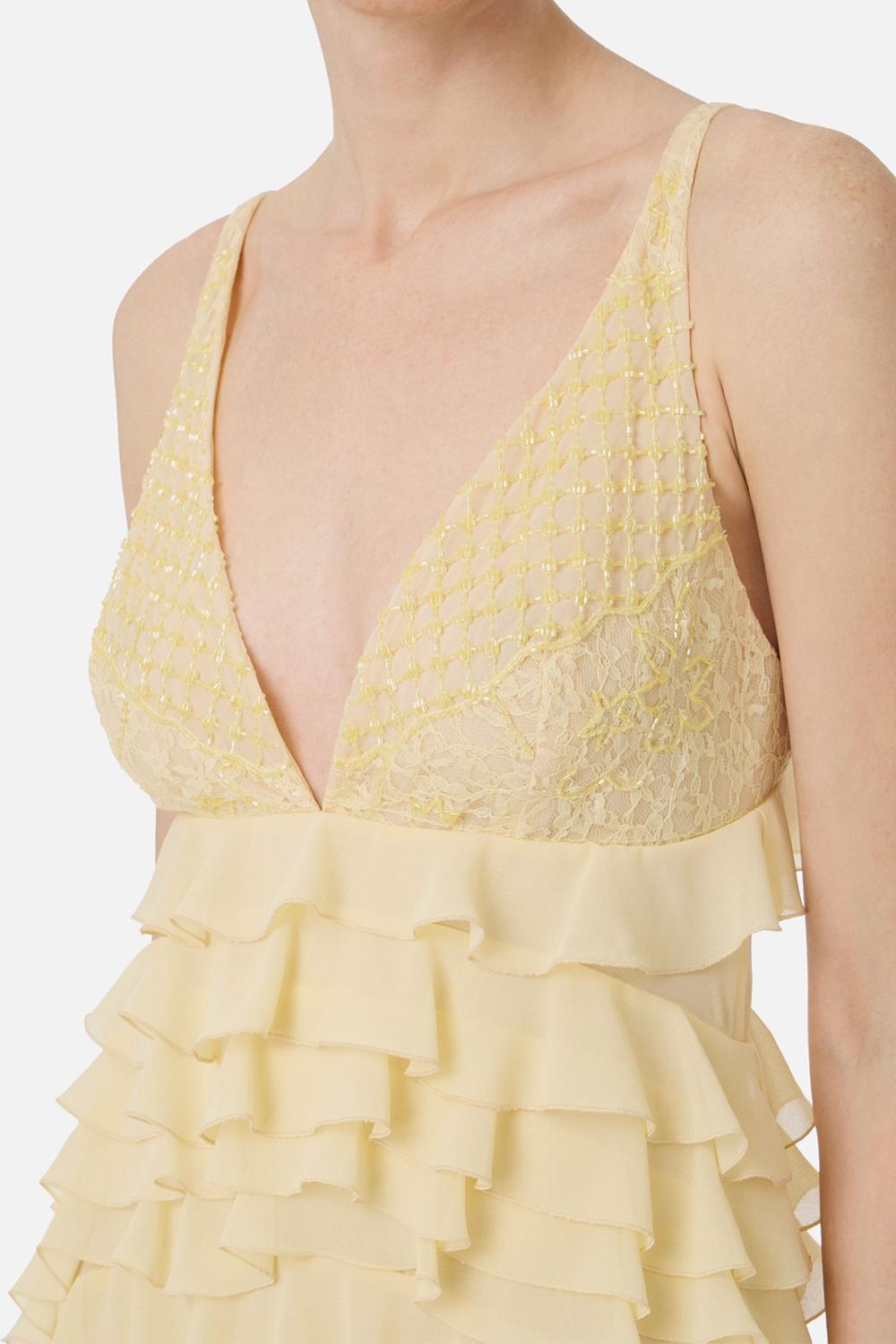 Abito Red Carpet in georgette con balze<BR/> ABR42 52E2DC7 Elisabetta Franchi