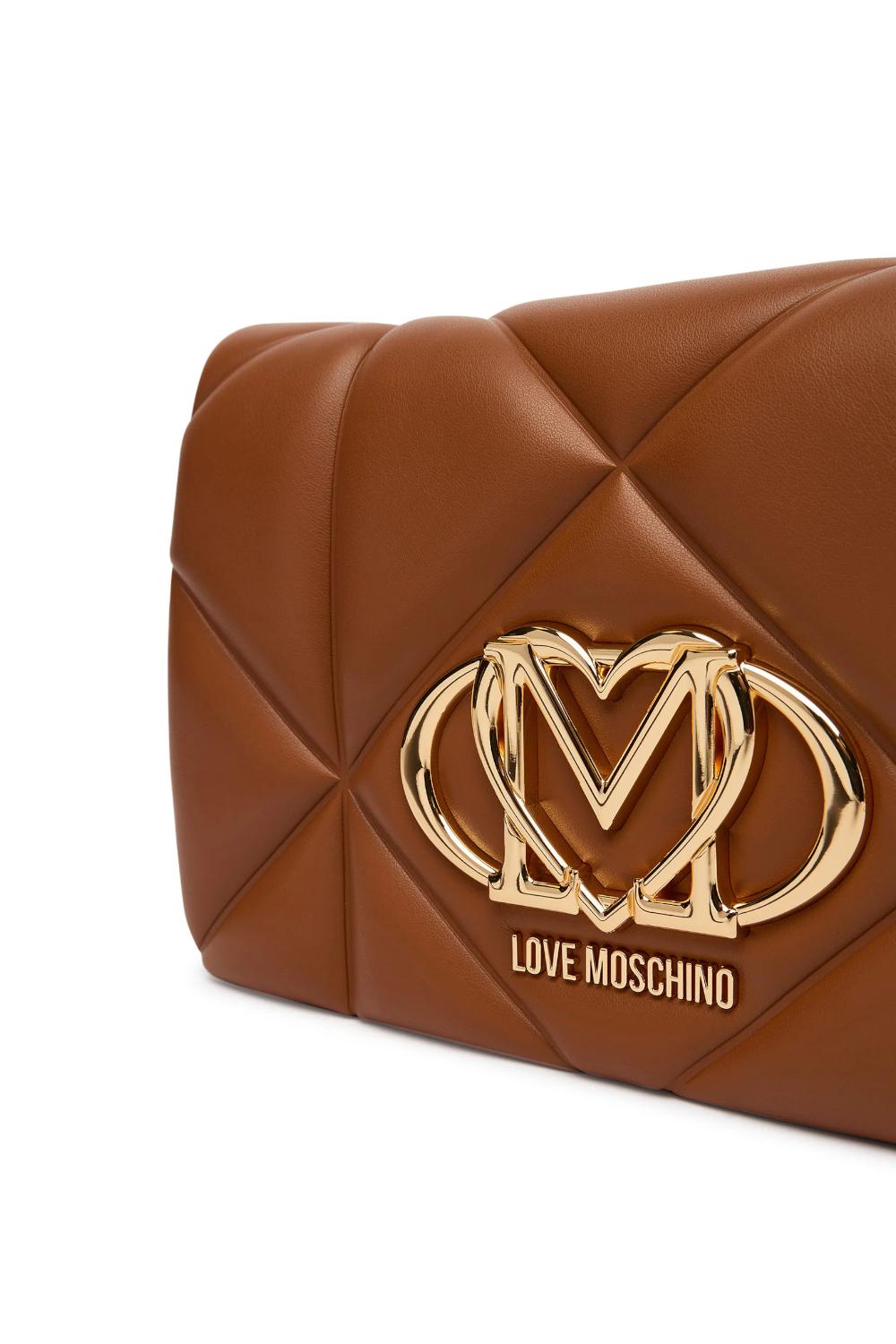 Borsa a tracolla Love Moschino trapuntata cuoio con logo cuore in metallo JC4043PP1O LC0200 Love Moschino