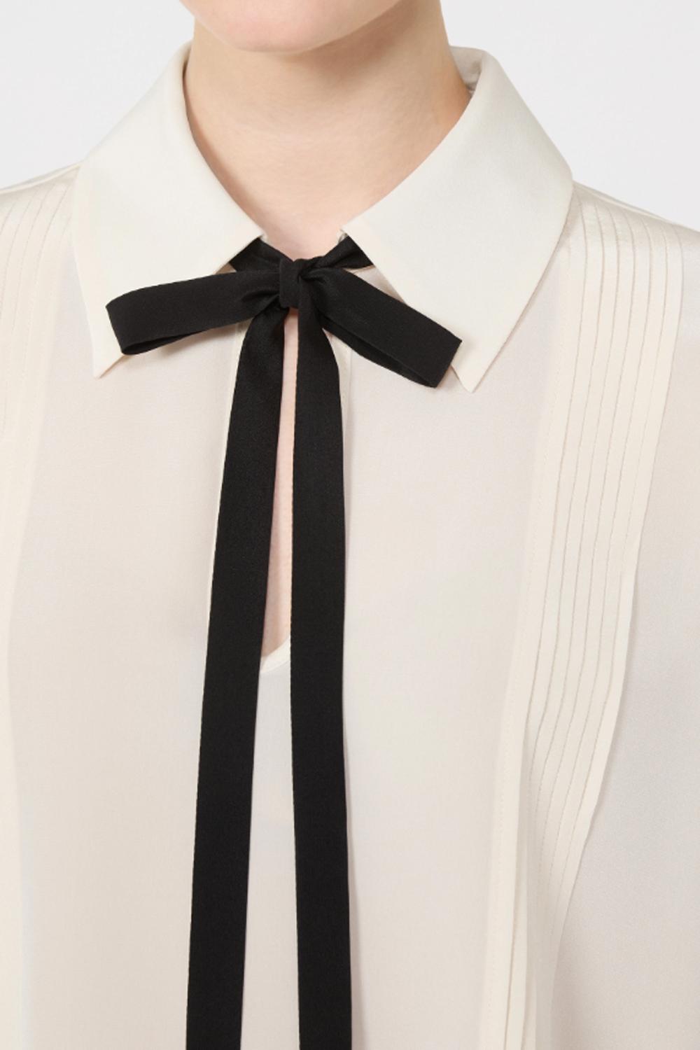 Blusa in seta con cravattino MSTCOLONO 048BEIGE Max Mara Studio