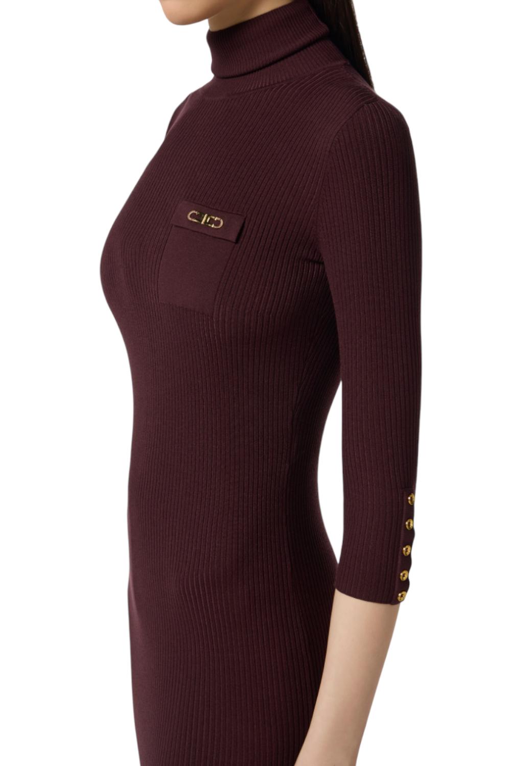 Abito in maglia a costine con taschino<BR/> AM23B 56E2EA4 Elisabetta Franchi