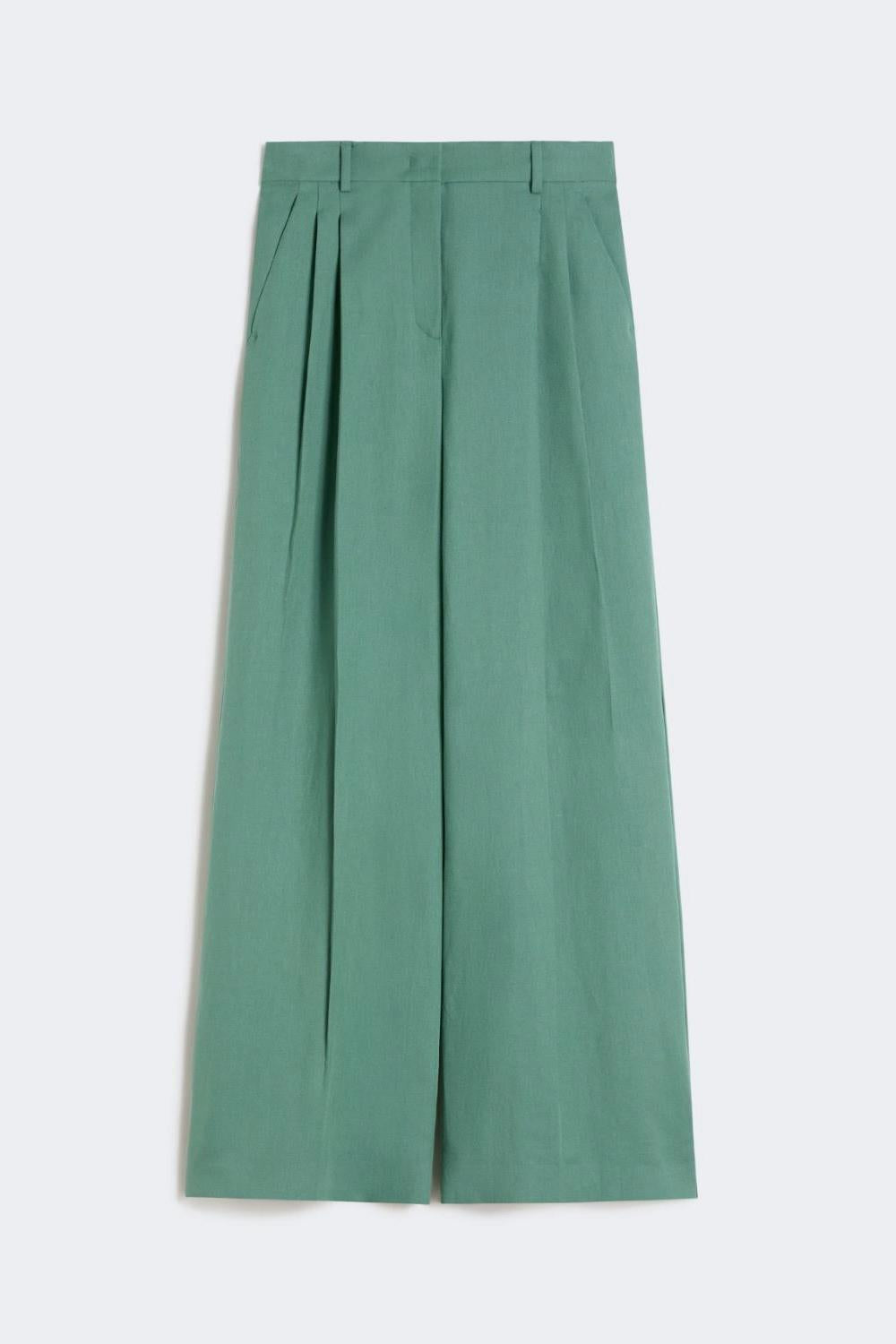 Pantalone wide leg in viscosa e lino WKDVELIERO 007VERDE Max Mara Weekend