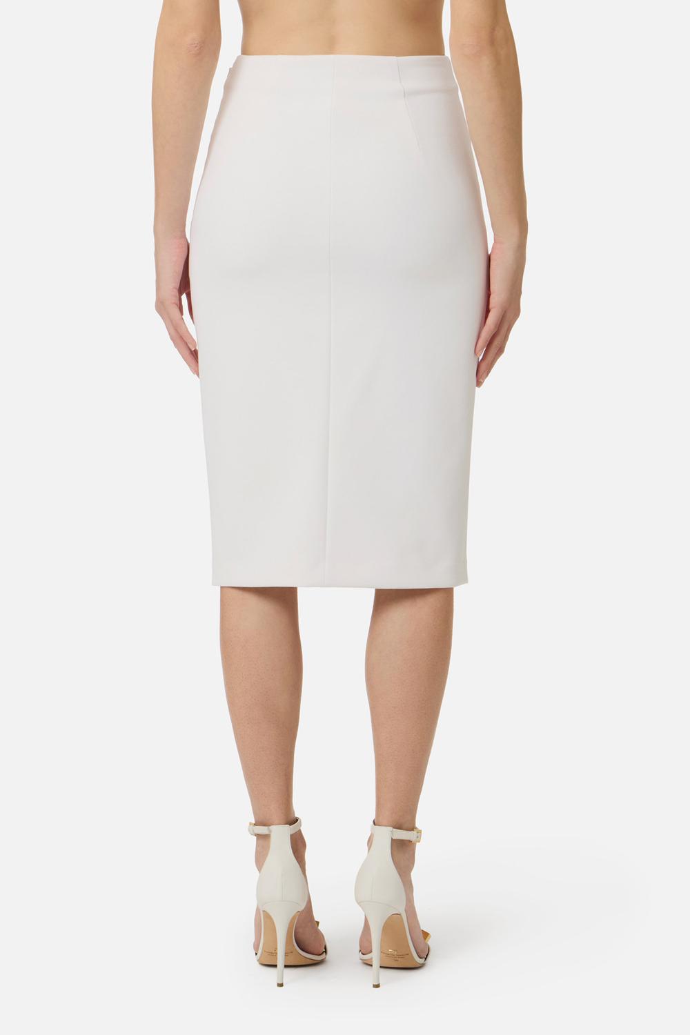 Gonna Midi Elisabetta Franchi in Doppio Crêpe Stretch con Spacco Laterale GO147 61E2360 Elisabetta Franchi
